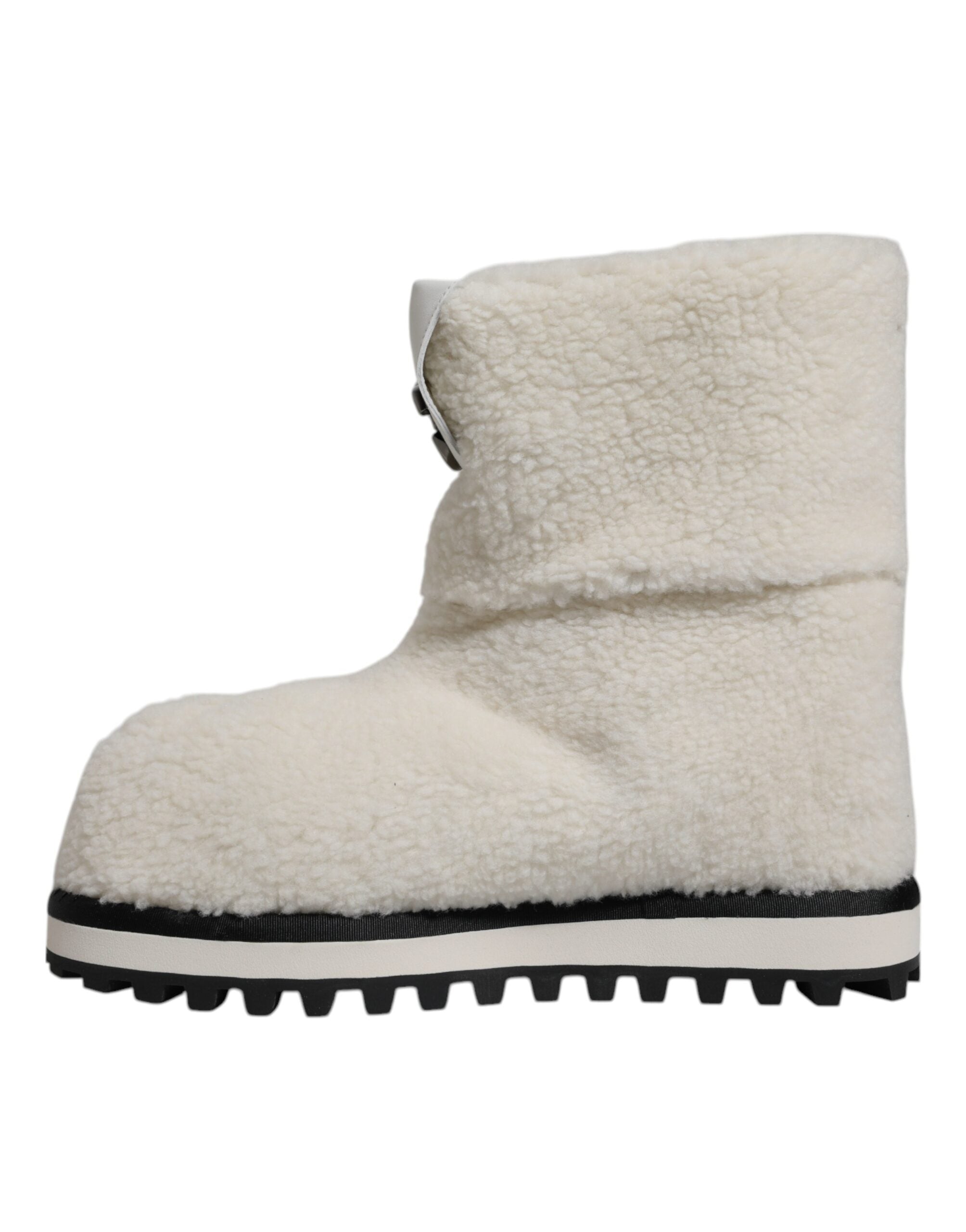 Botas de media pantorrilla acolchadas con logo de felpa blanca de Dolce & Gabbana-5