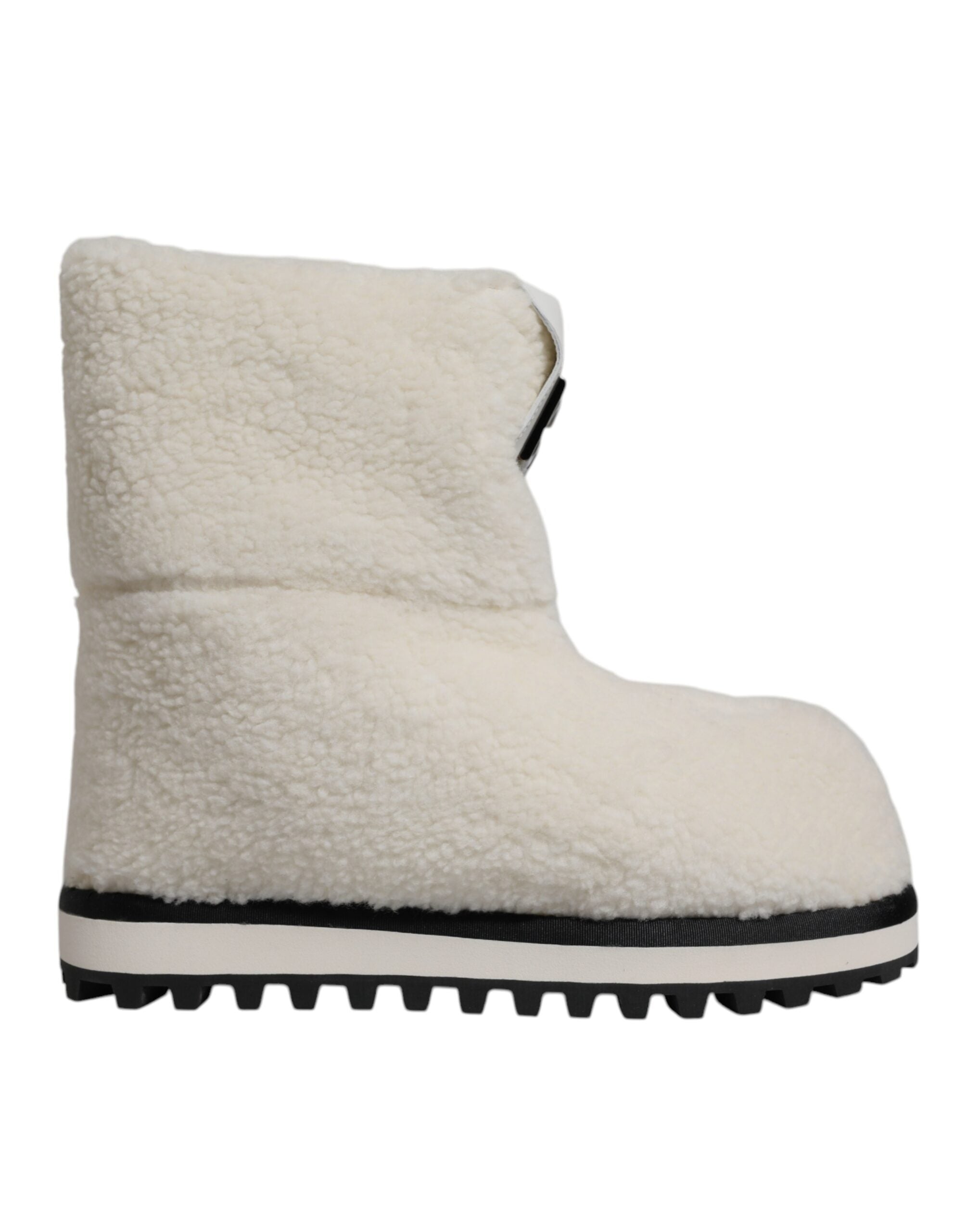 Botas de media pantorrilla acolchadas con logo de felpa blanca de Dolce & Gabbana-6
