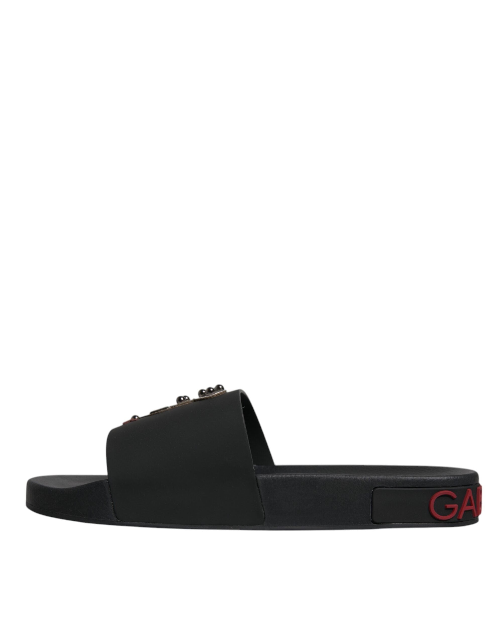 Dolce & Gabbana Black Leather Mules Sandals Beachwear Shoes-5