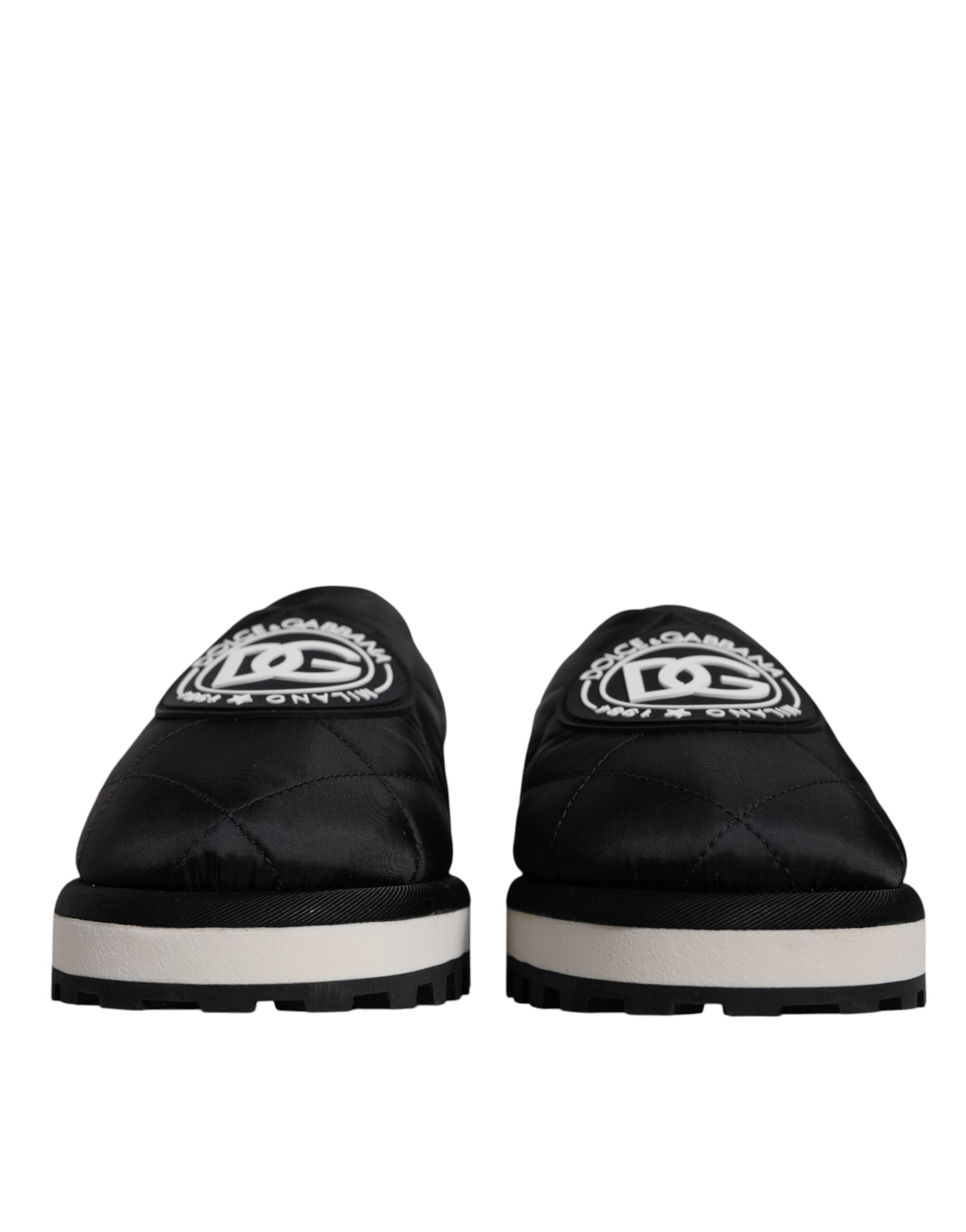 Sandalias Dolce & Gabbana de nailon negro acolchado con parche del logotipo-2