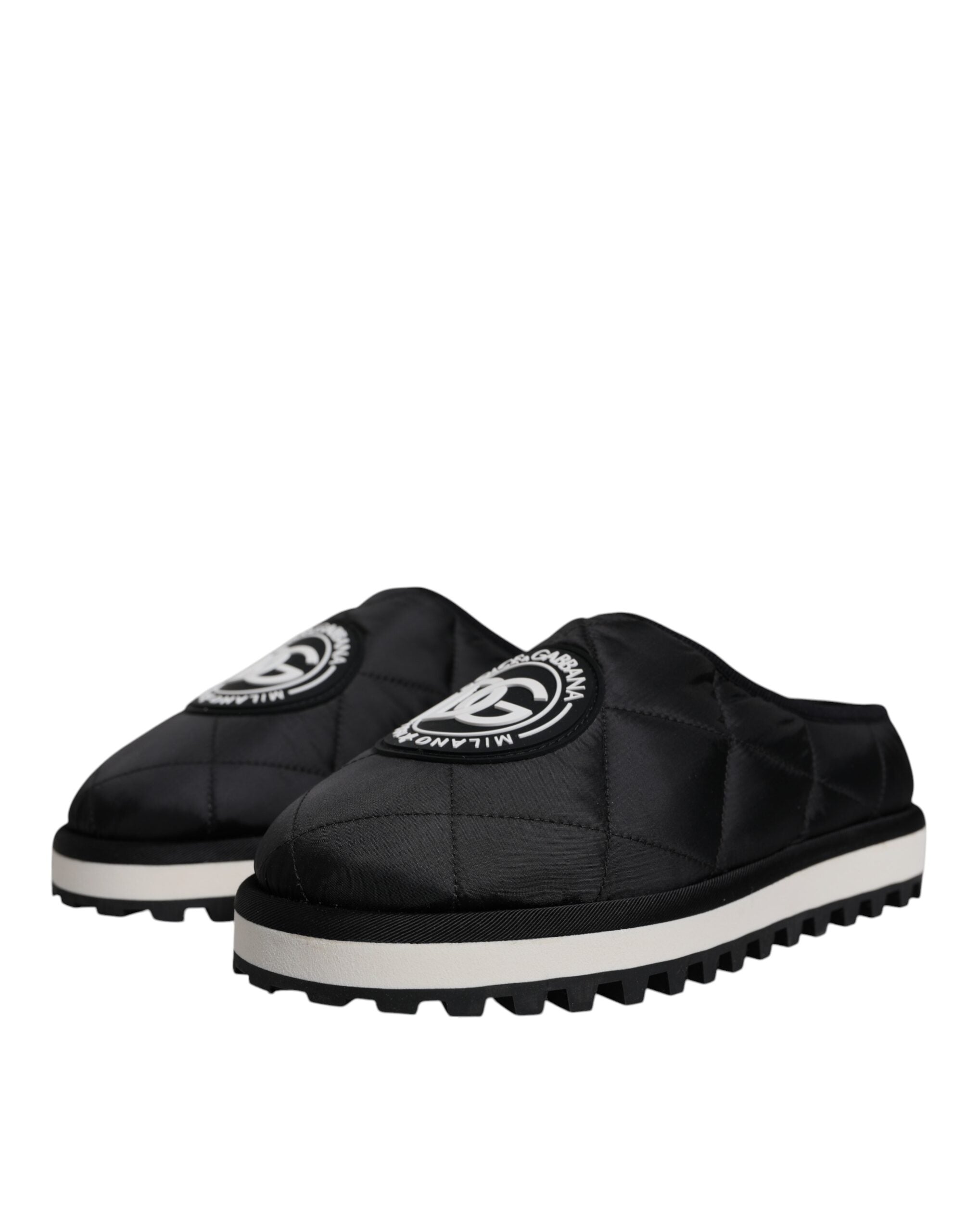 Sandalias Dolce & Gabbana de nailon negro acolchado con parche del logotipo-3