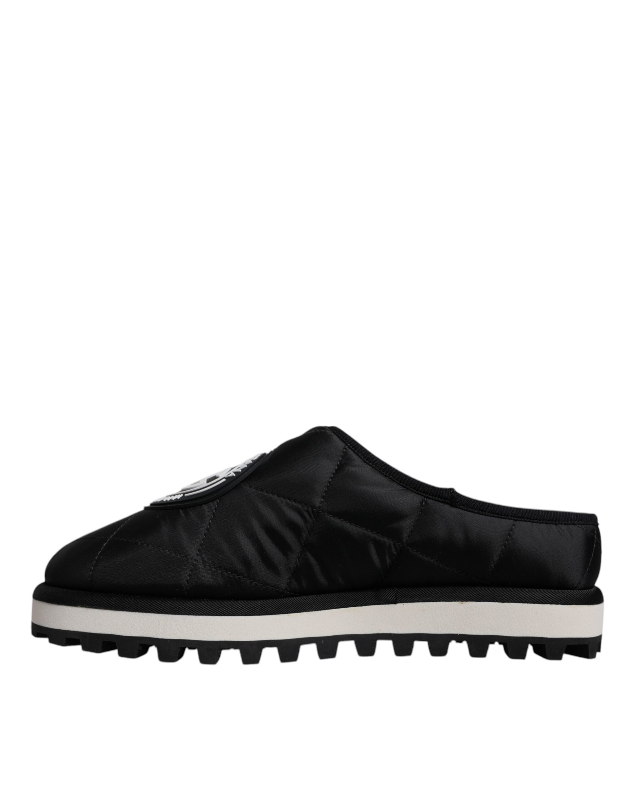 Sandalias Dolce & Gabbana de nailon negro acolchado con parche del logotipo-5