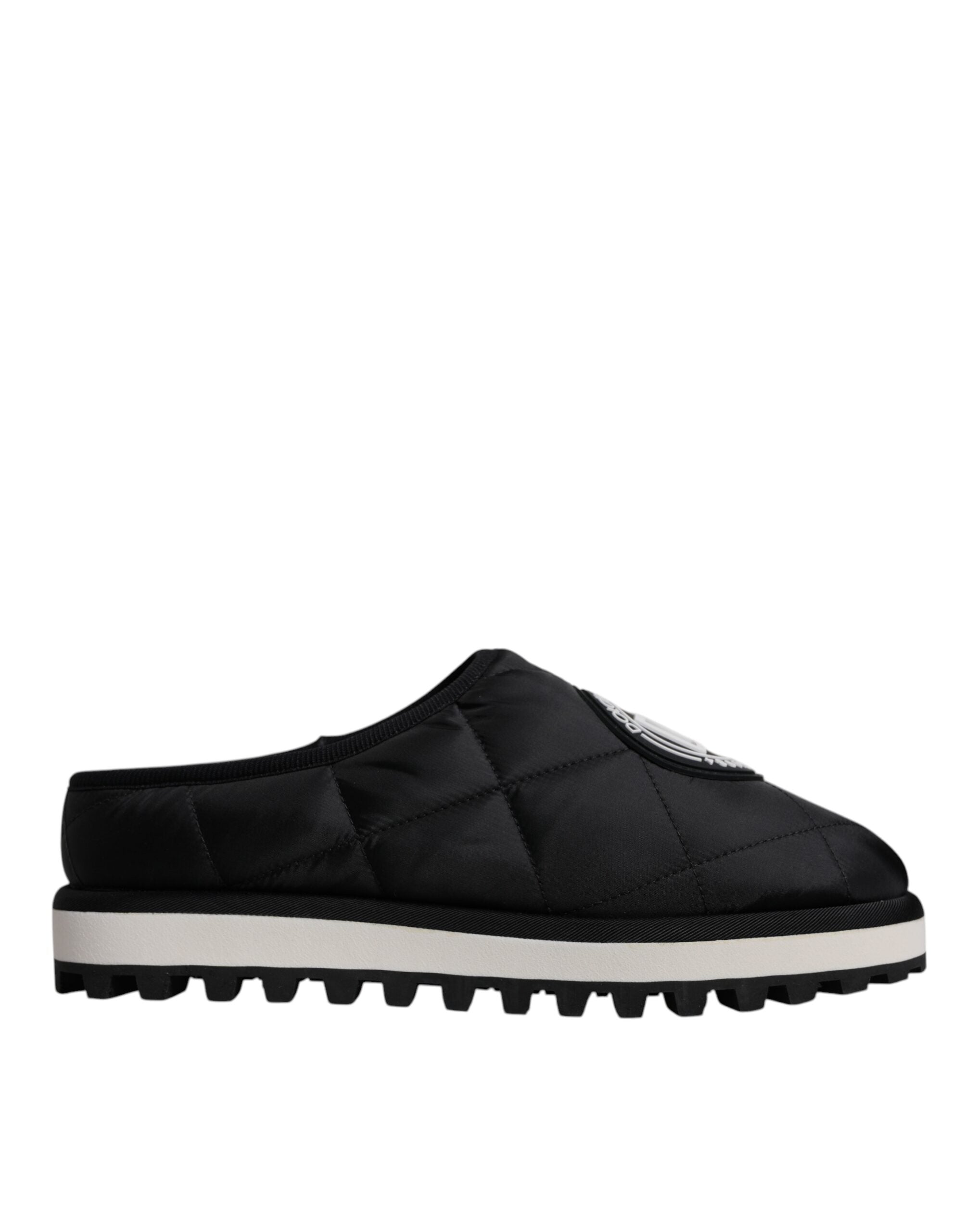 Sandalias Dolce & Gabbana de nailon negro acolchado con parche del logotipo-6