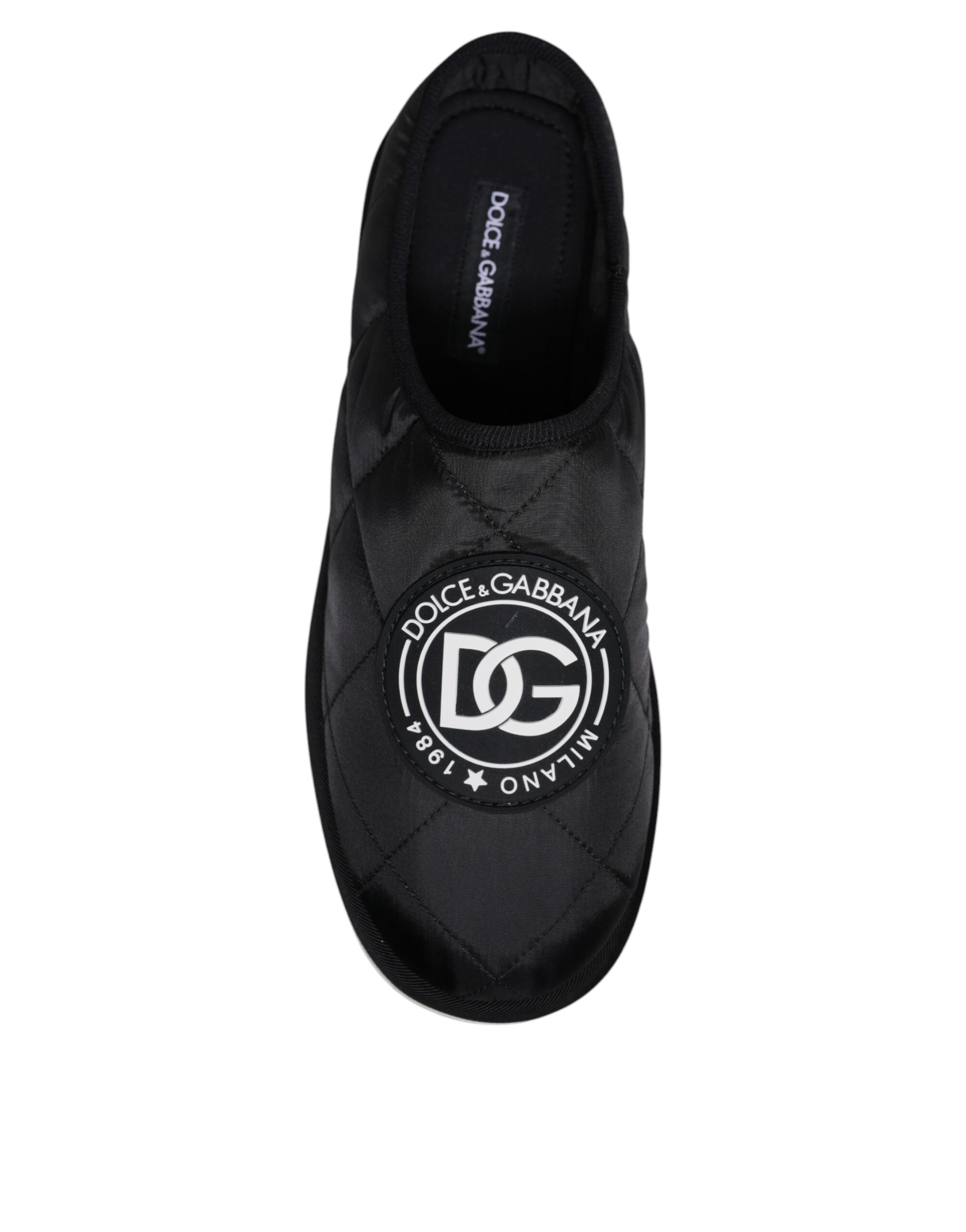 Sandalias Dolce & Gabbana de nailon negro acolchado con parche del logotipo-8
