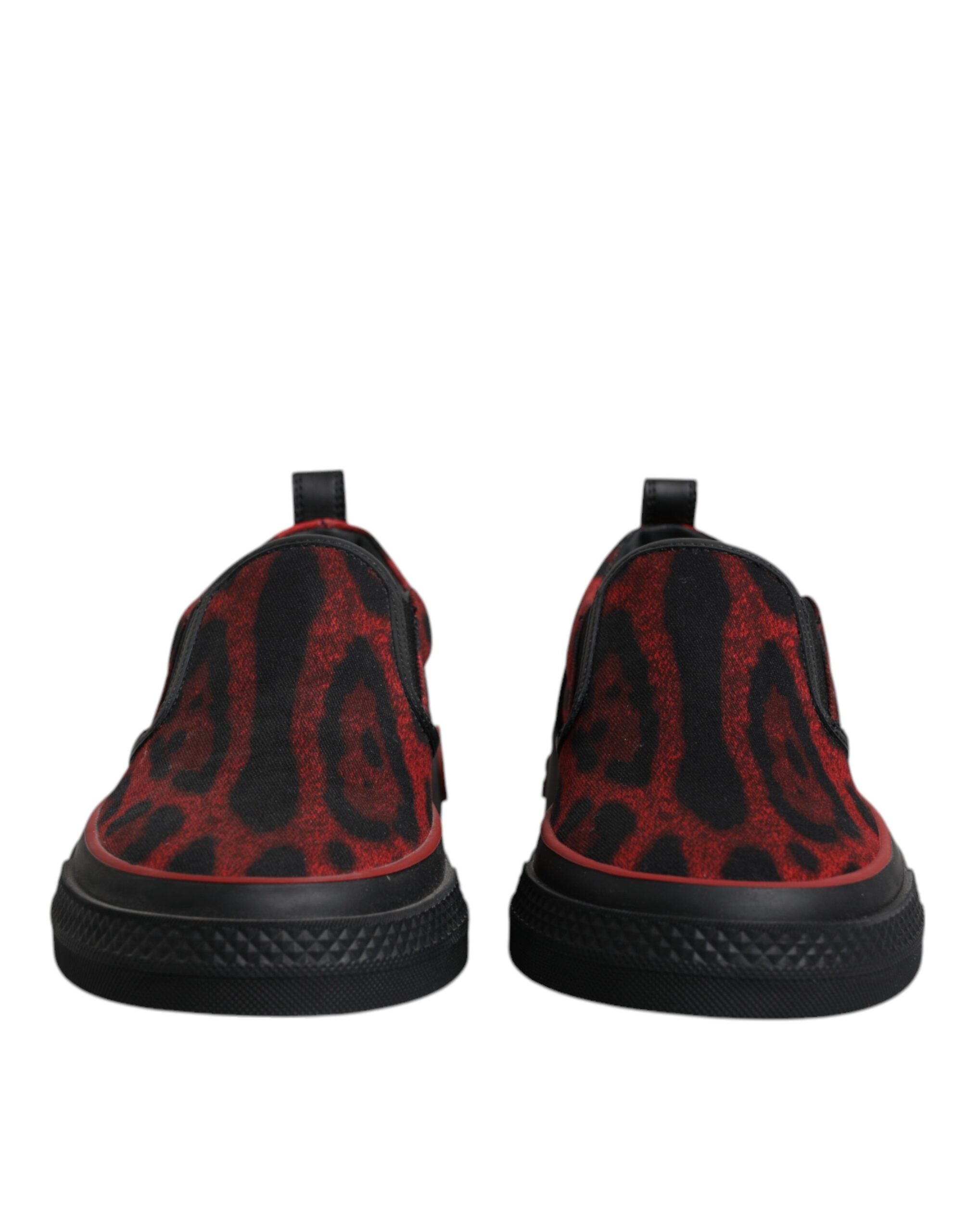 Dolce & Gabbana Red Black Leopard Cotton Men's Low Top Sneakers Shoes-2