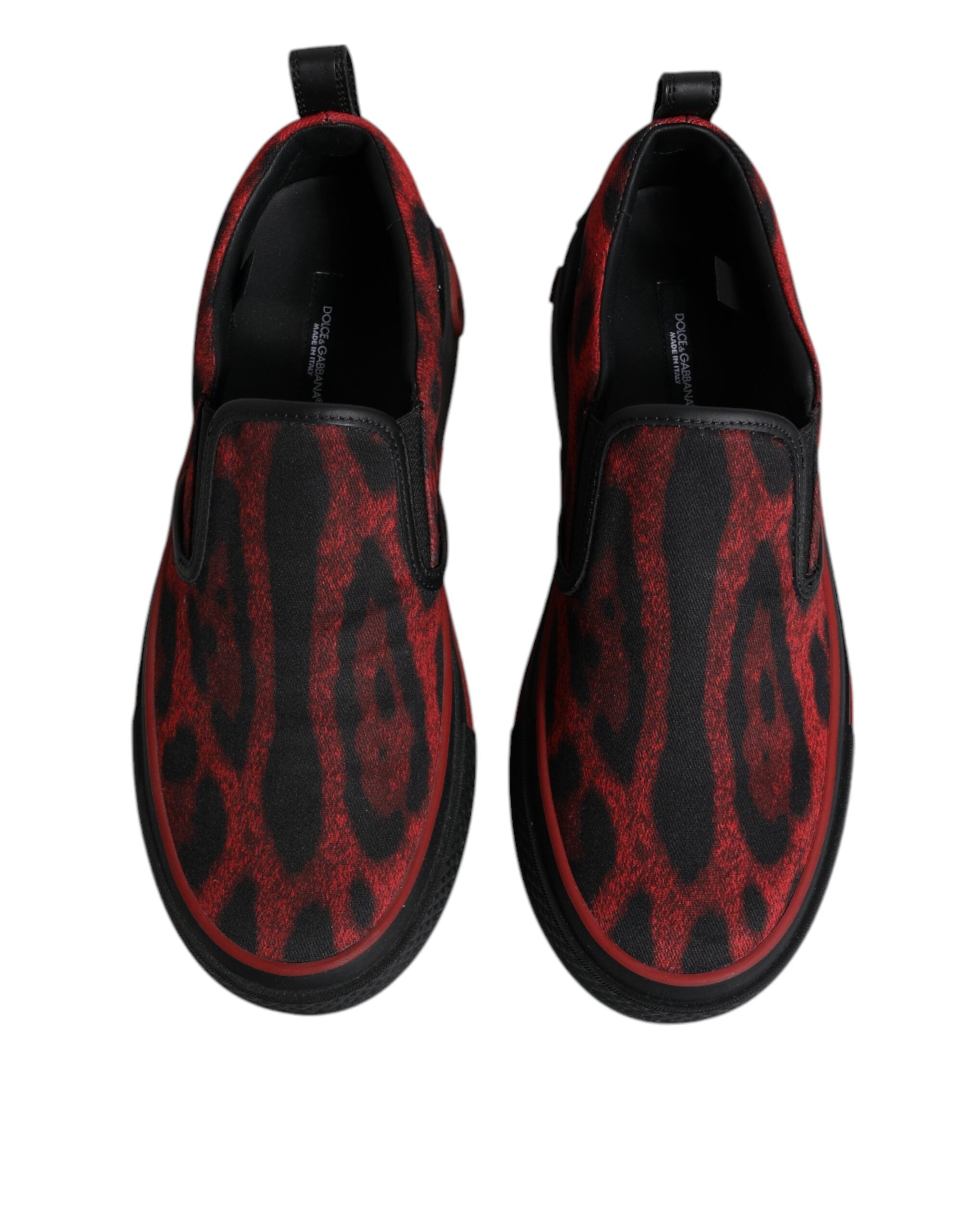 Dolce & Gabbana Red Black Leopard Cotton Men's Low Top Sneakers Shoes-3