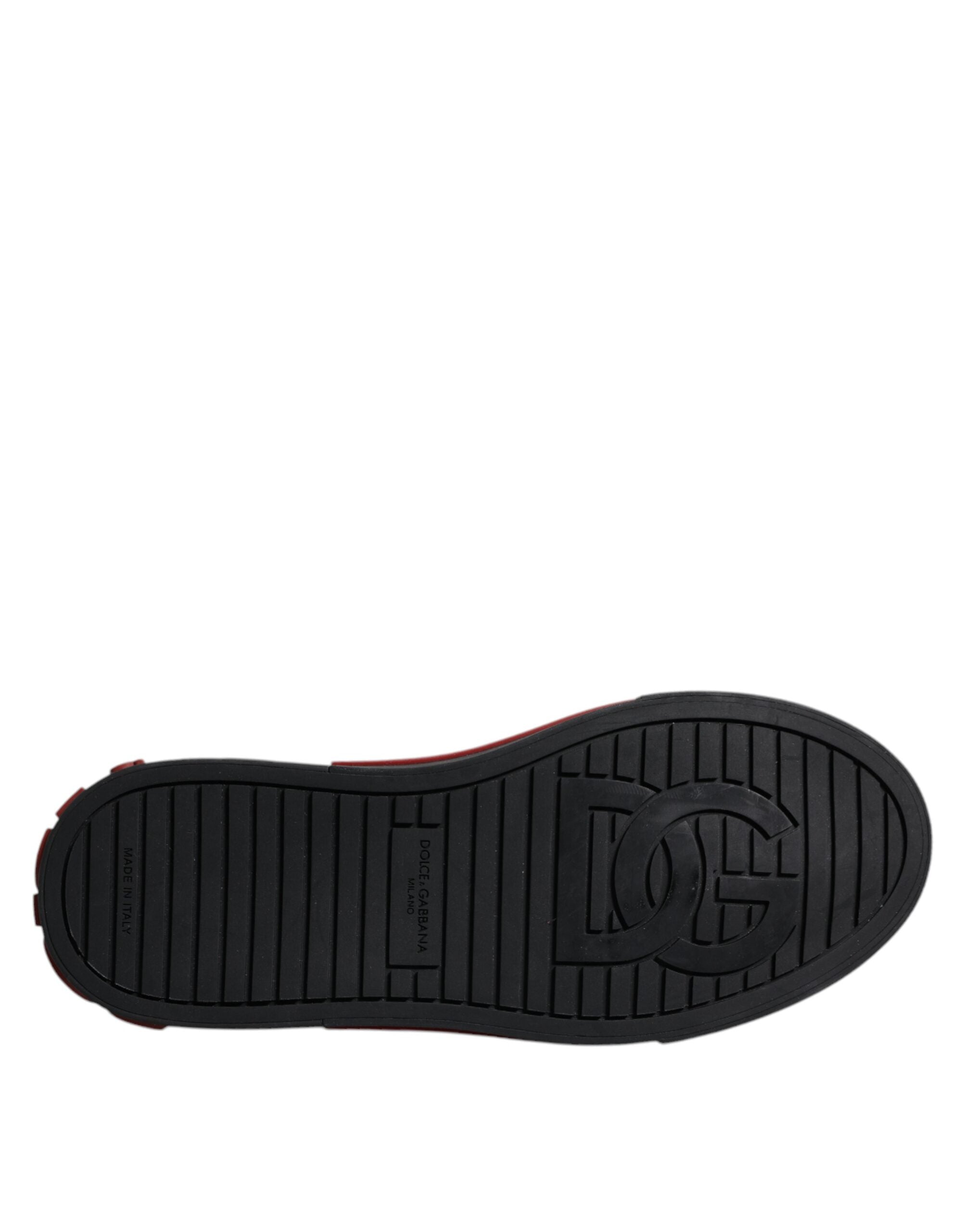 Dolce & Gabbana Red Black Leopard Cotton Men's Low Top Sneakers Shoes-8