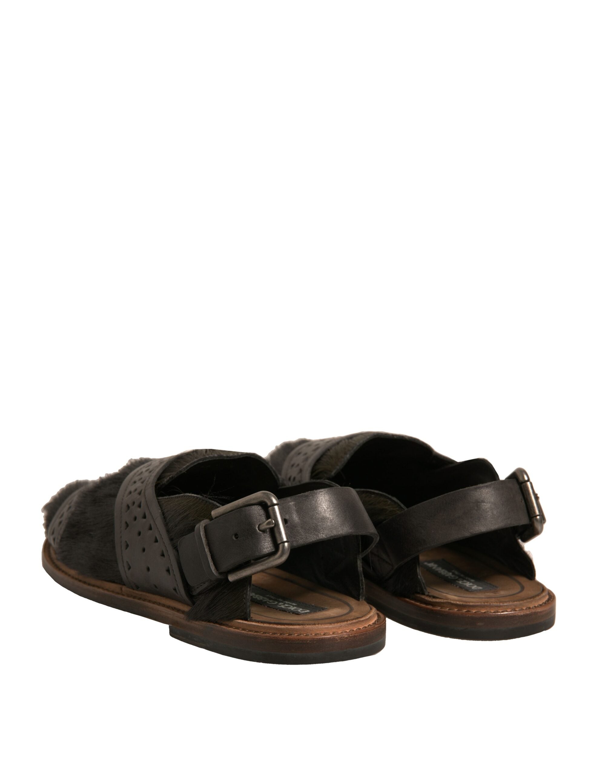 Dolce & Gabbana Green Gazelle Hair Leather Flats Sandals Shoes-5