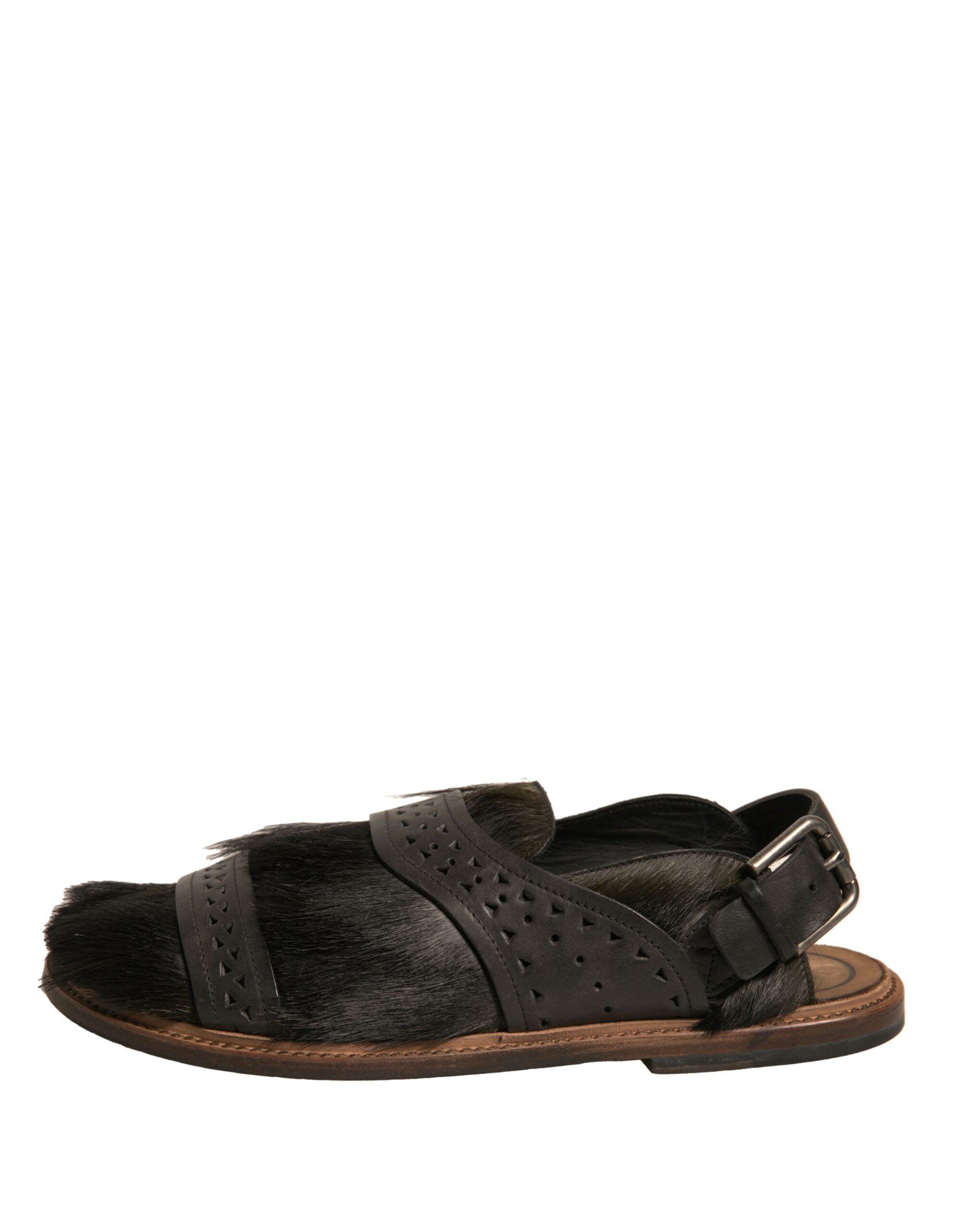 Dolce & Gabbana Green Gazelle Hair Leather Flats Sandals Shoes-6