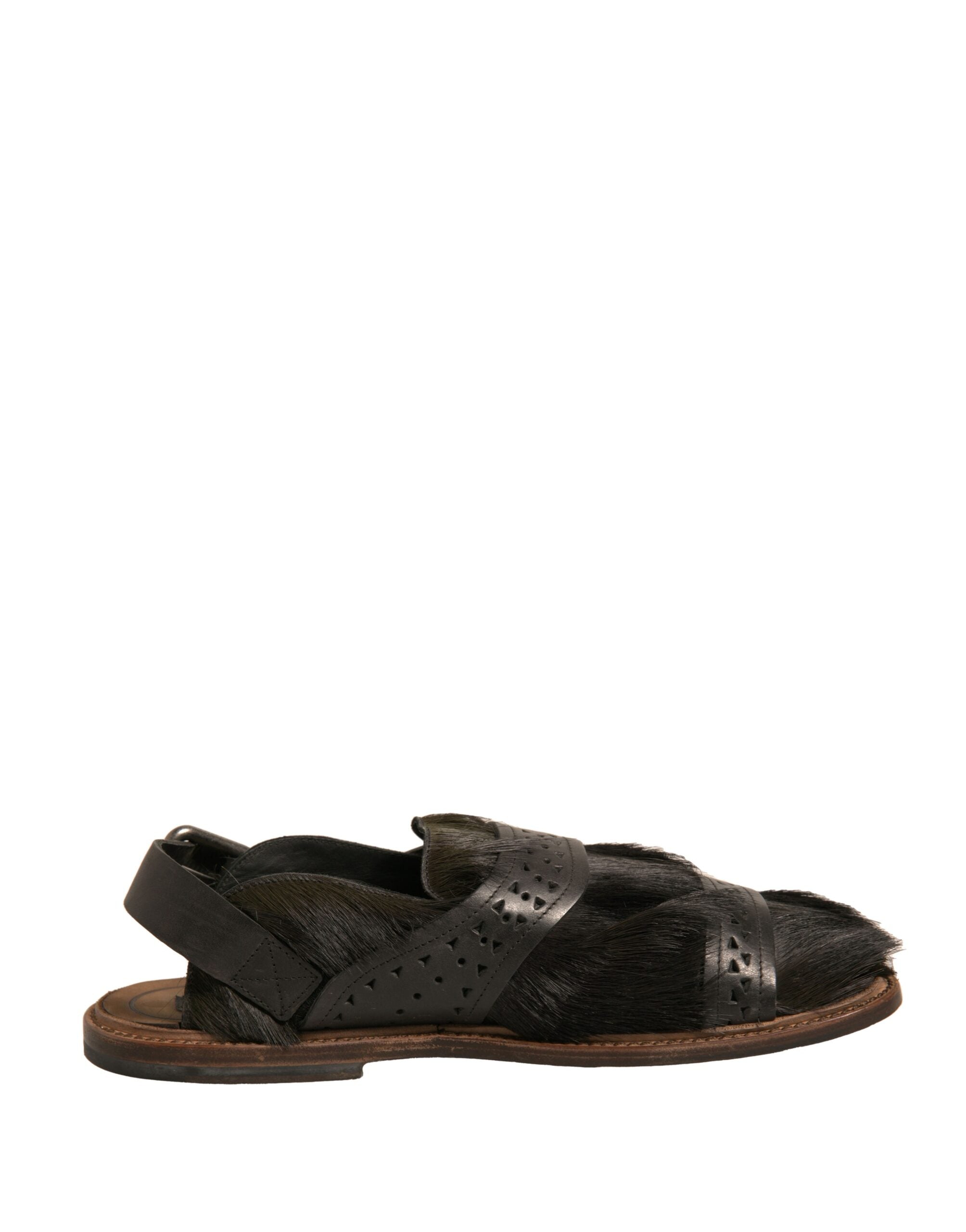 Dolce & Gabbana Green Gazelle Hair Leather Flats Sandals Shoes-1