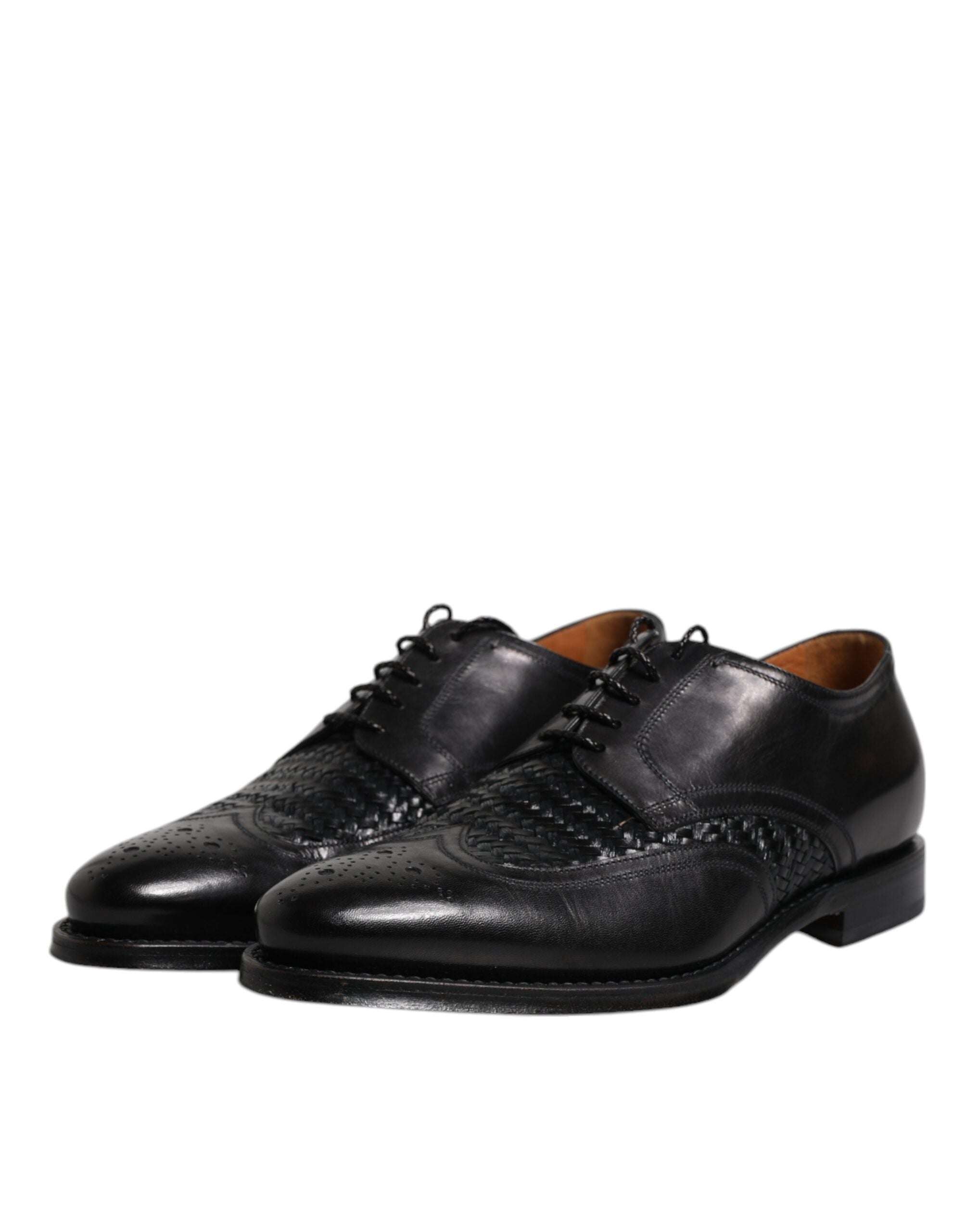 Dolce & Gabbana Black Leather Derby Wingtip Lace Up Formal Dress Shoes-4