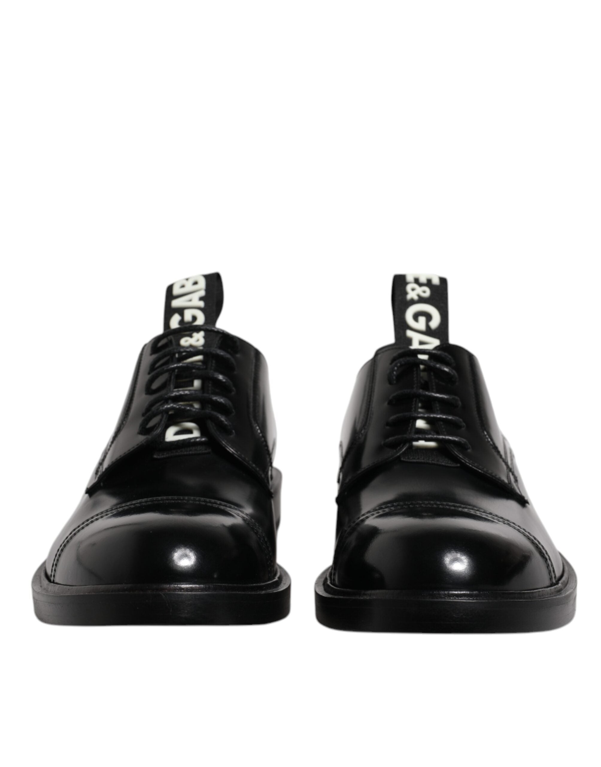 Zapatos Derby con cordones de charol negro de Dolce & Gabbana, zapatos de vestir formales-2