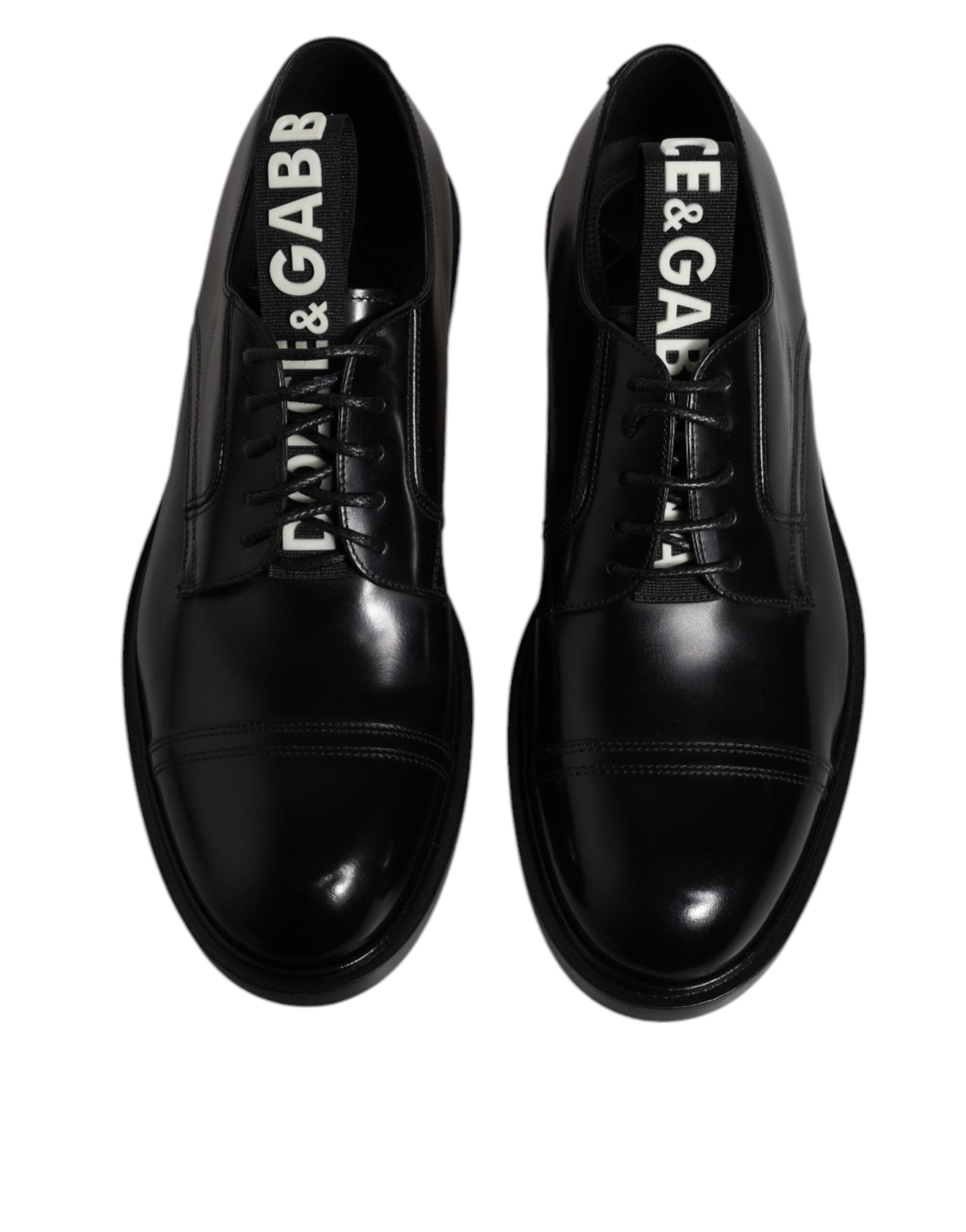 Zapatos Derby con cordones de charol negro de Dolce & Gabbana, zapatos de vestir formales-3