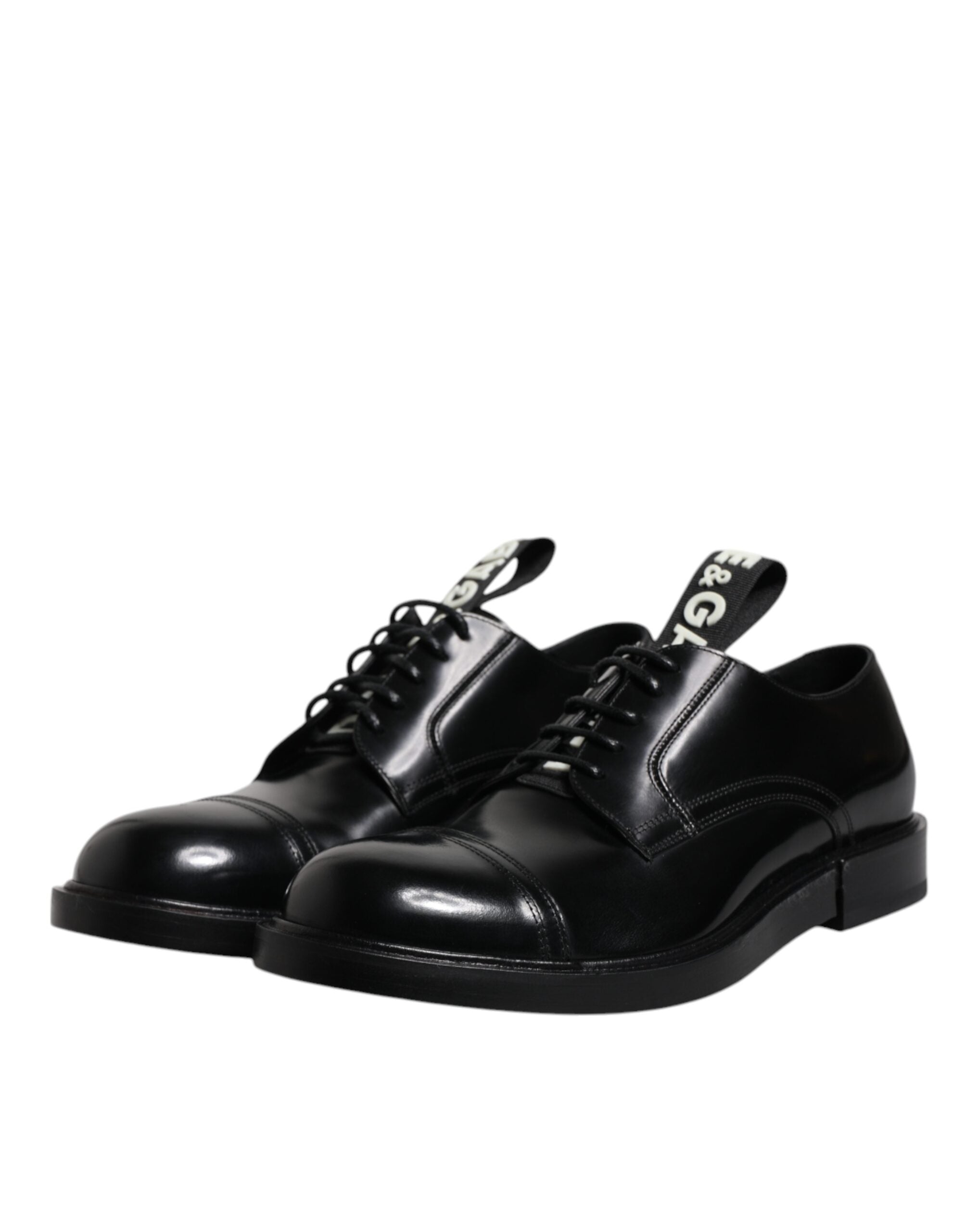 Zapatos Derby con cordones de charol negro de Dolce & Gabbana, zapatos de vestir formales-4