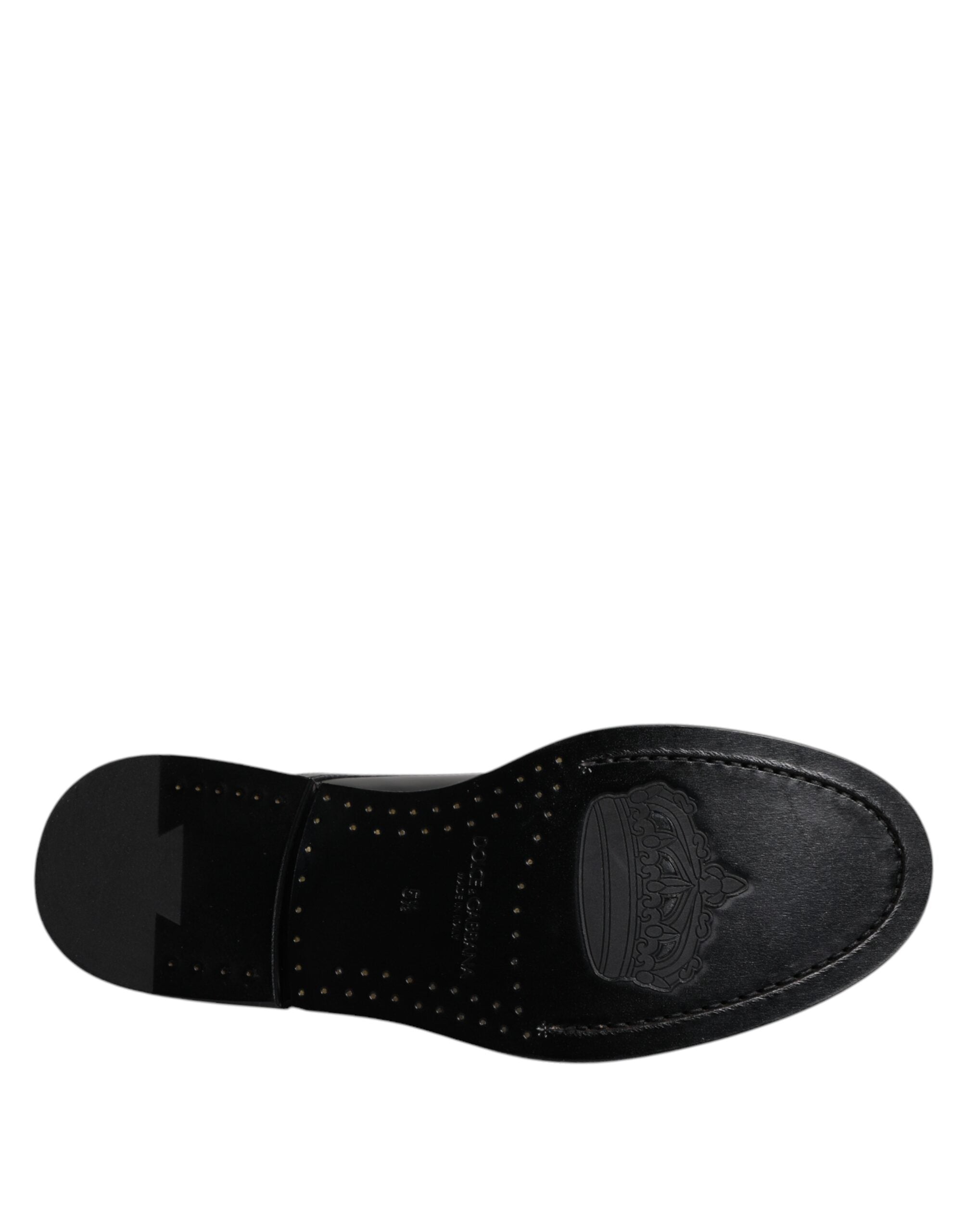Zapatos Derby con cordones de charol negro de Dolce & Gabbana, zapatos de vestir formales-8