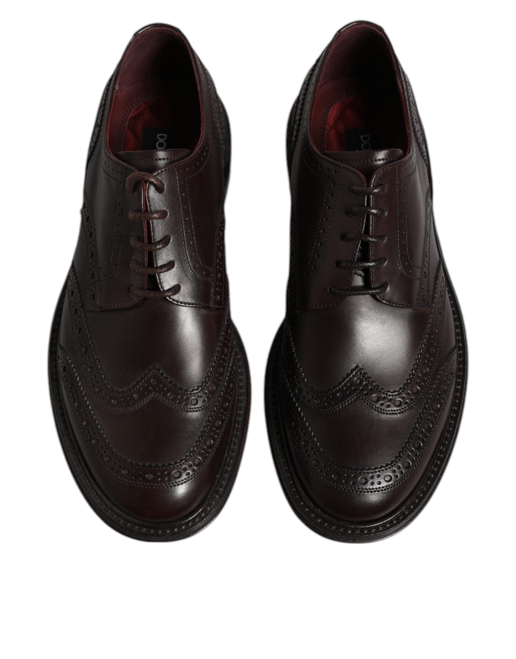 Dolce & Gabbana Brown Leather Derby Wingtip Lace Up Formal Dress Shoes-3
