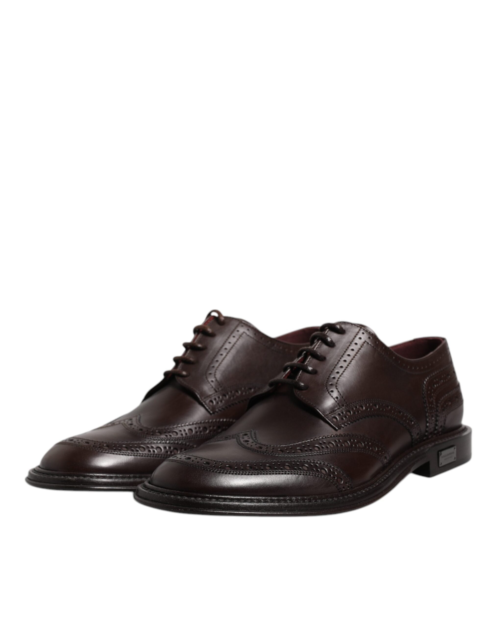 Dolce & Gabbana Brown Leather Derby Wingtip Lace Up Formal Dress Shoes-4