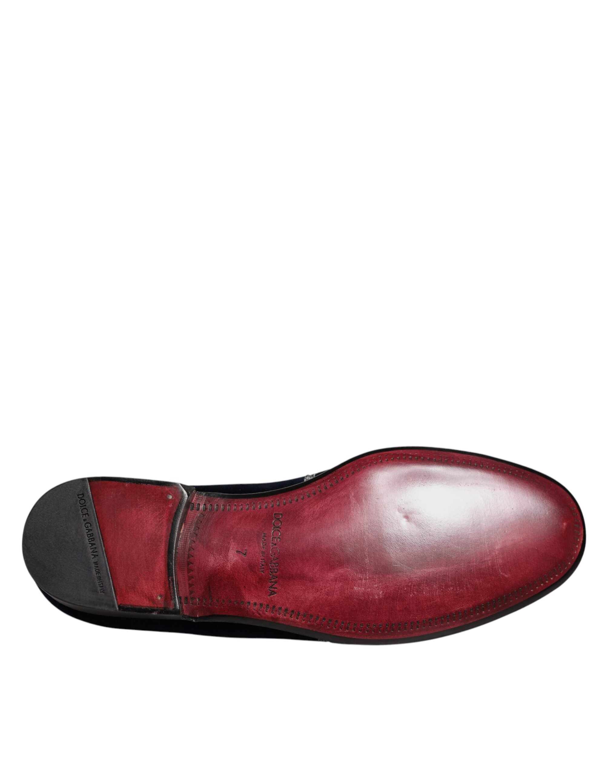 Dolce & Gabbana Black Velvet Floral Gun Loafers Dress Shoes-7