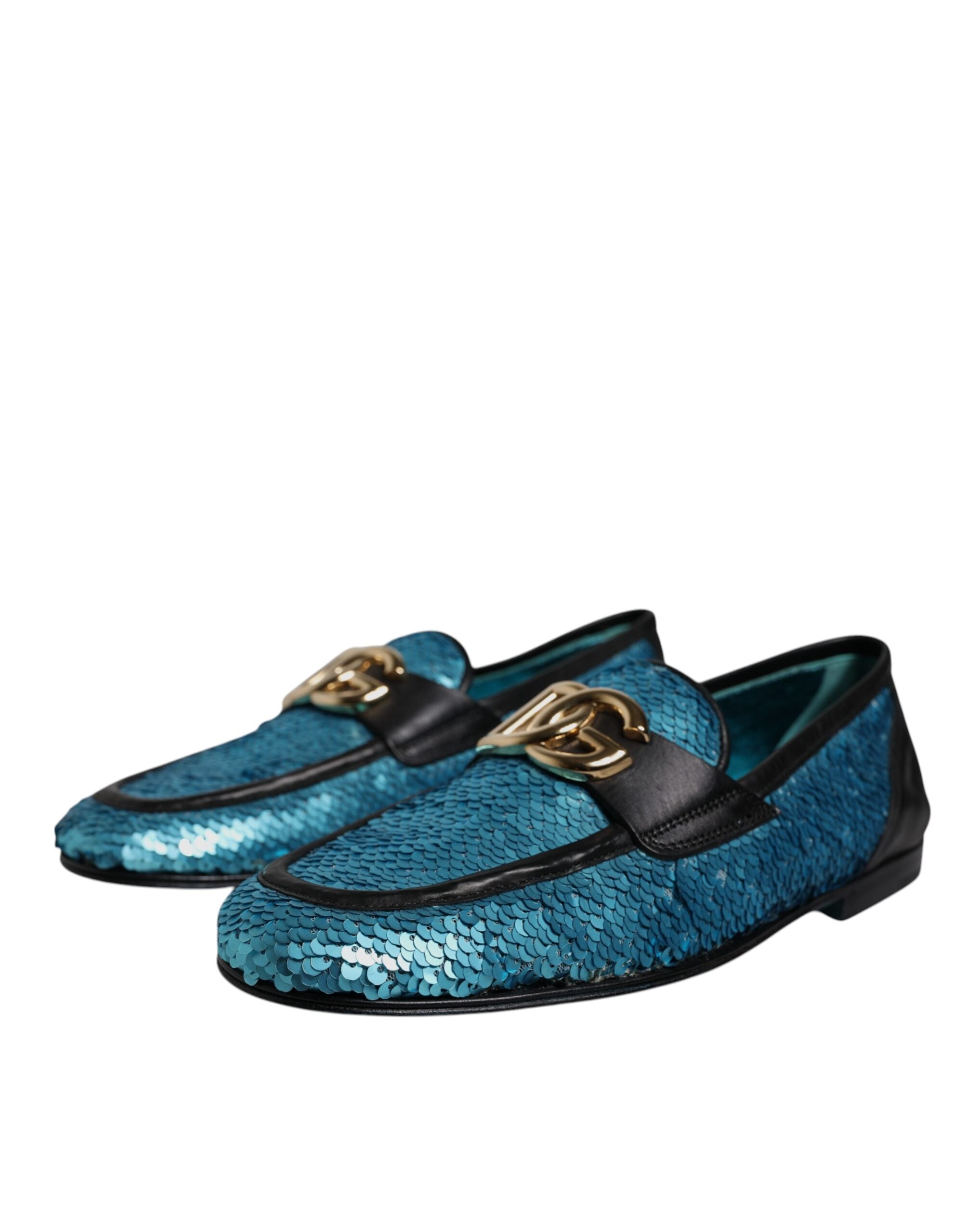 Dolce & Gabbana Blue Sequin Loafers Formal Shoes-2