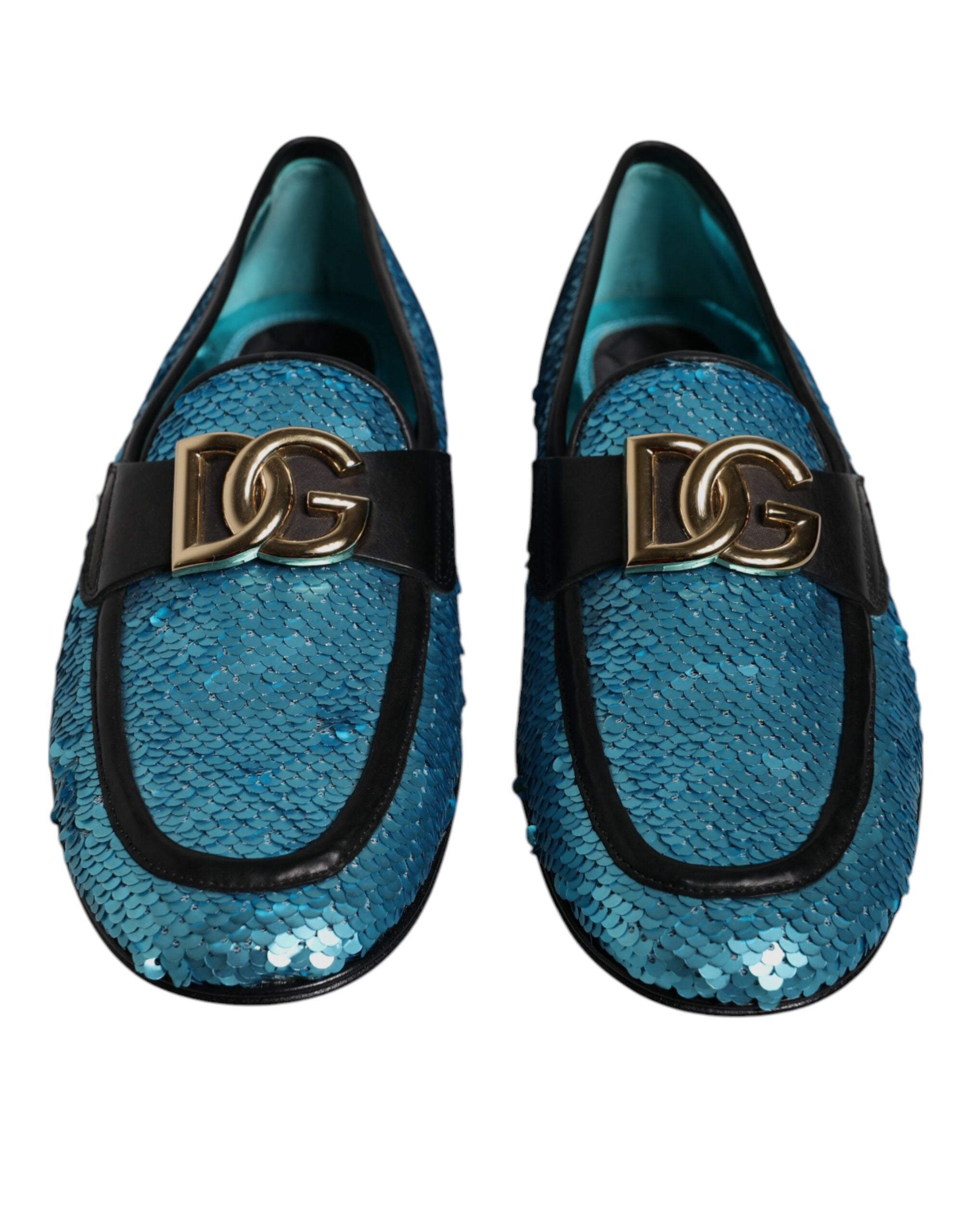 Dolce & Gabbana Blue Sequin Loafers Formal Shoes-3