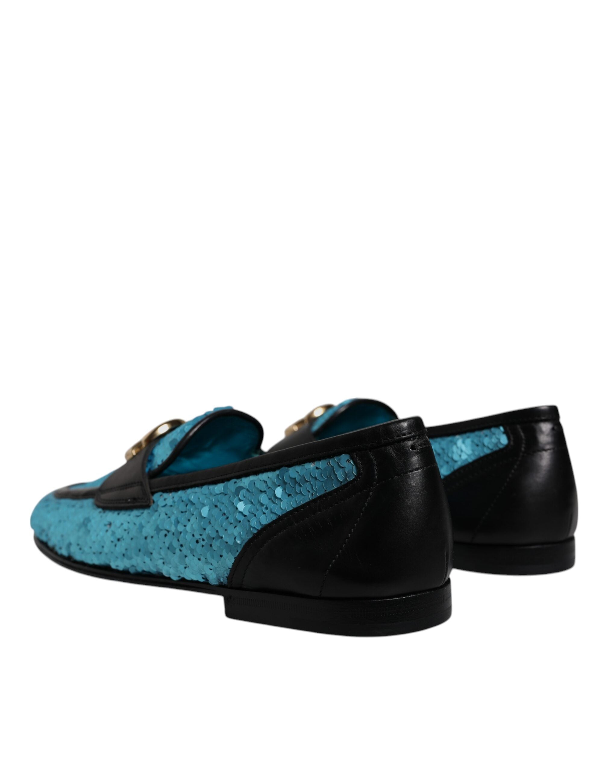 Dolce & Gabbana Blue Sequin Loafers Formal Shoes-4