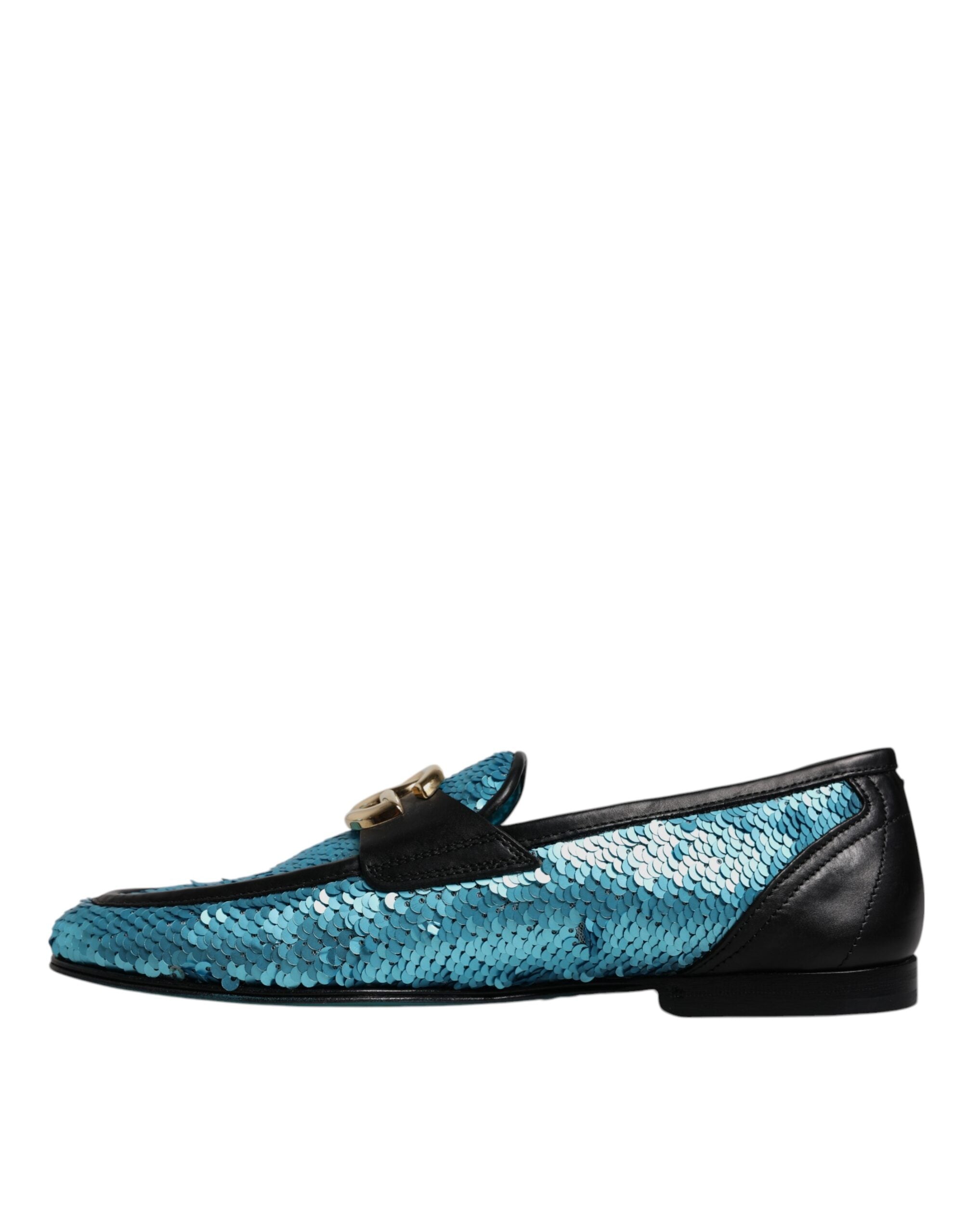 Dolce & Gabbana Blue Sequin Loafers Formal Shoes-5