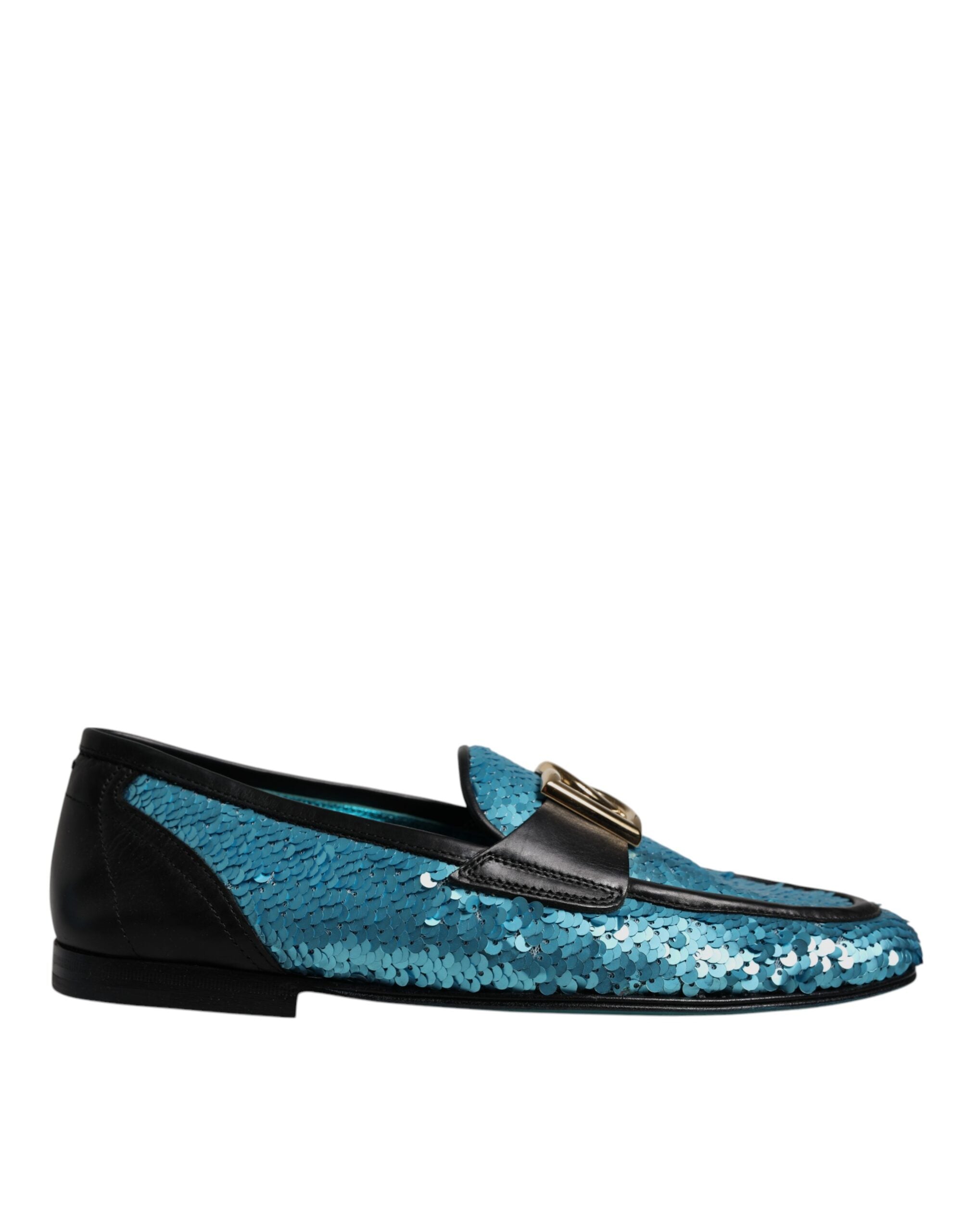 Dolce & Gabbana Blue Sequin Loafers Formal Shoes-6