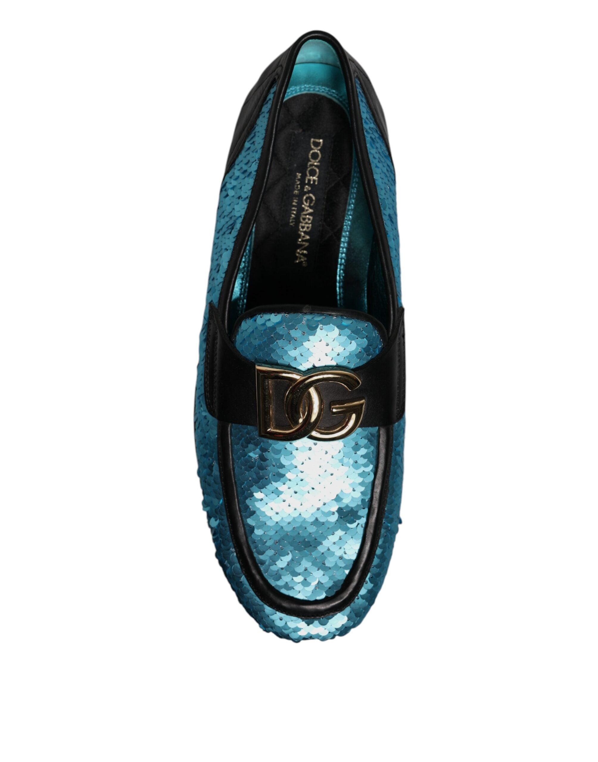 Dolce & Gabbana Blue Sequin Loafers Formal Shoes-8