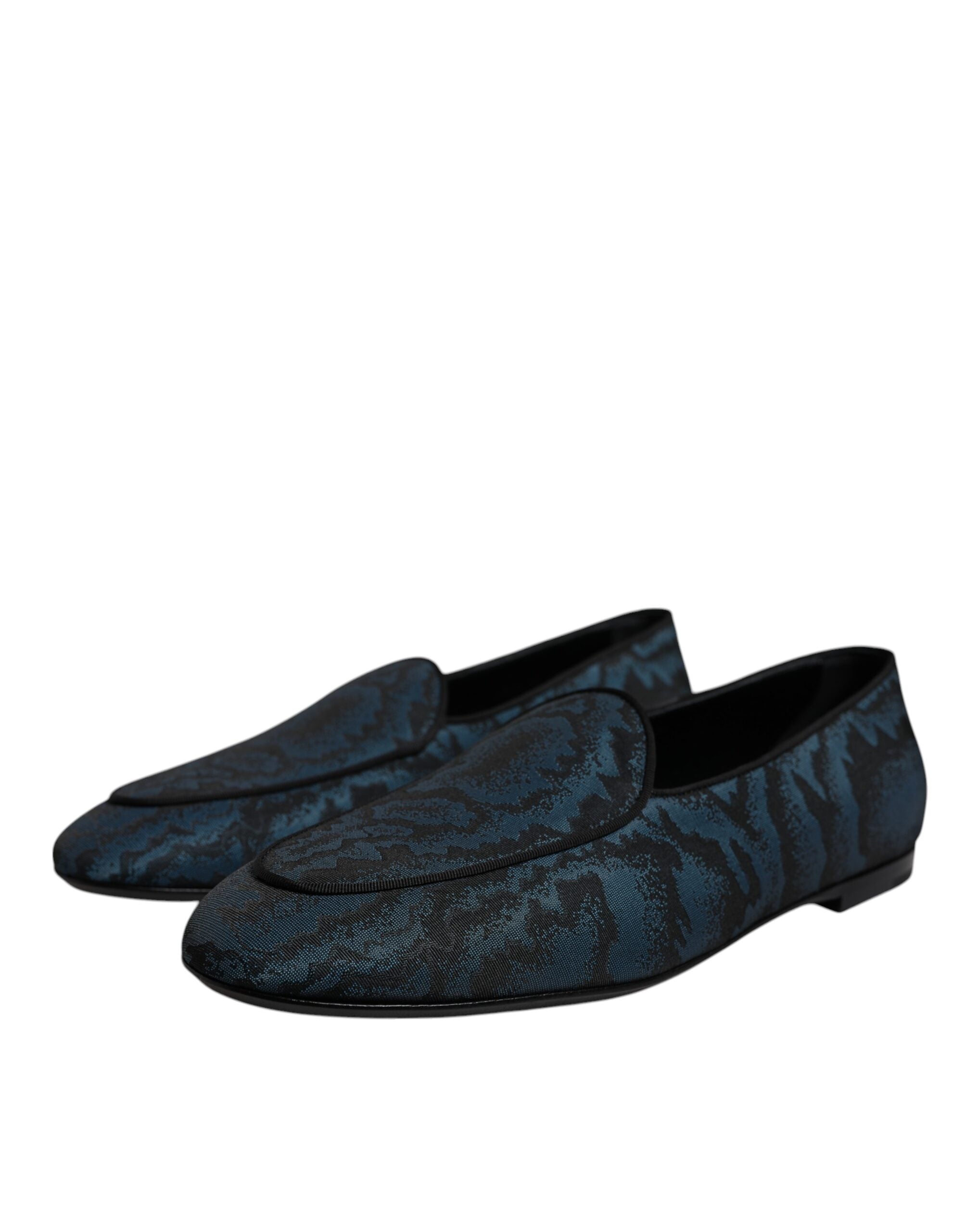 Dolce & Gabbana Blue Black Flats Men's Loafers Dress Shoes-3