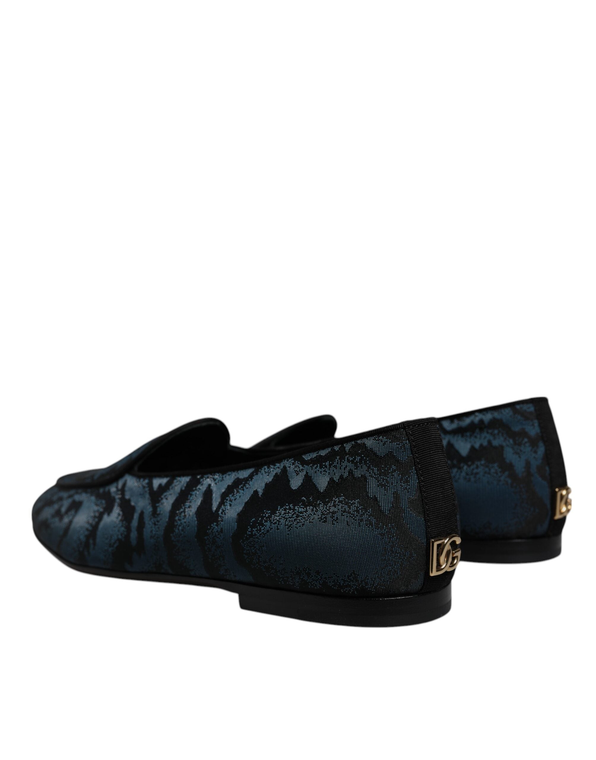 Dolce & Gabbana Blue Black Flats Men's Loafers Dress Shoes-4