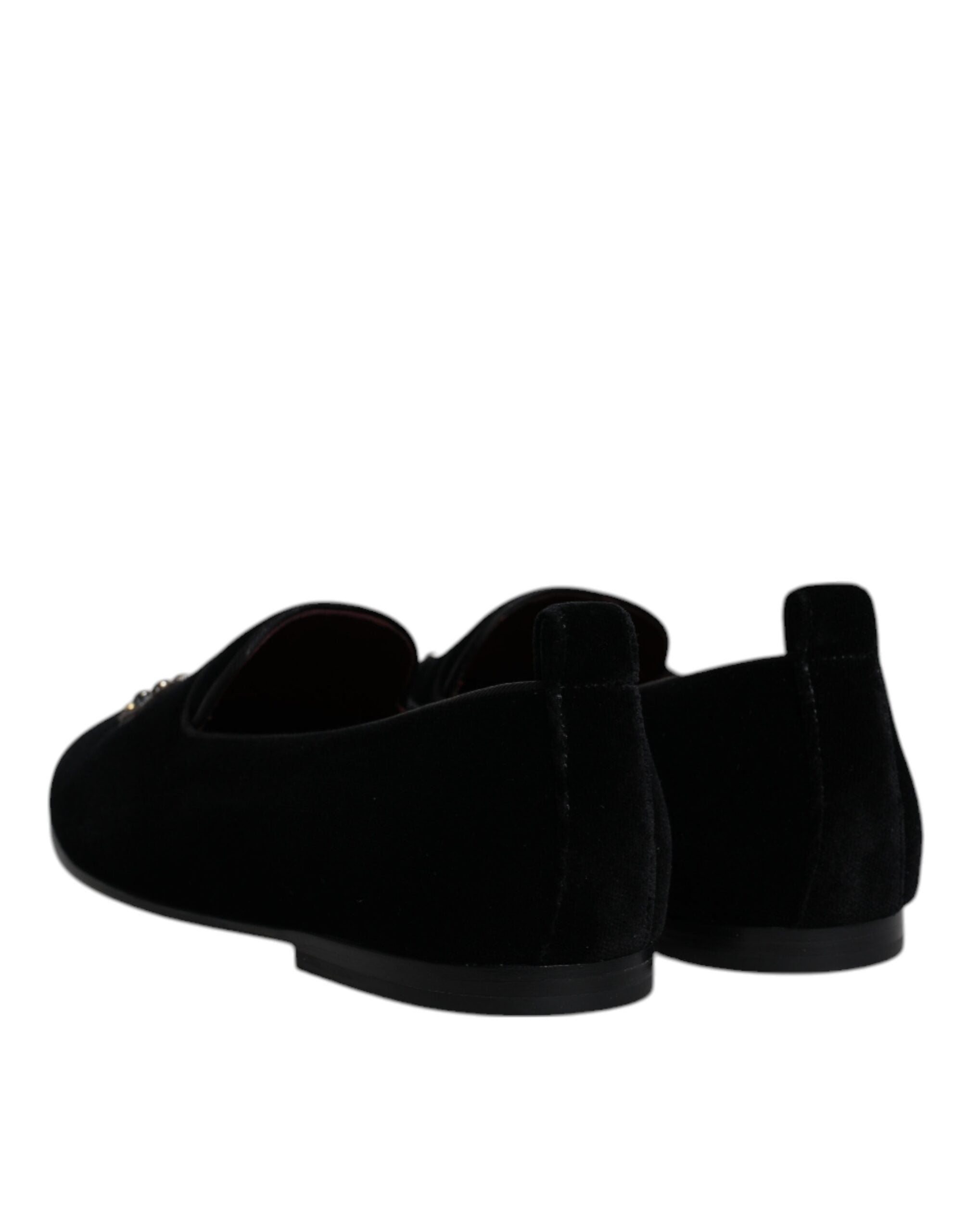 Mocasines de terciopelo negro con corona de cristal de Dolce & Gabbana, zapatos de vestir formales-5