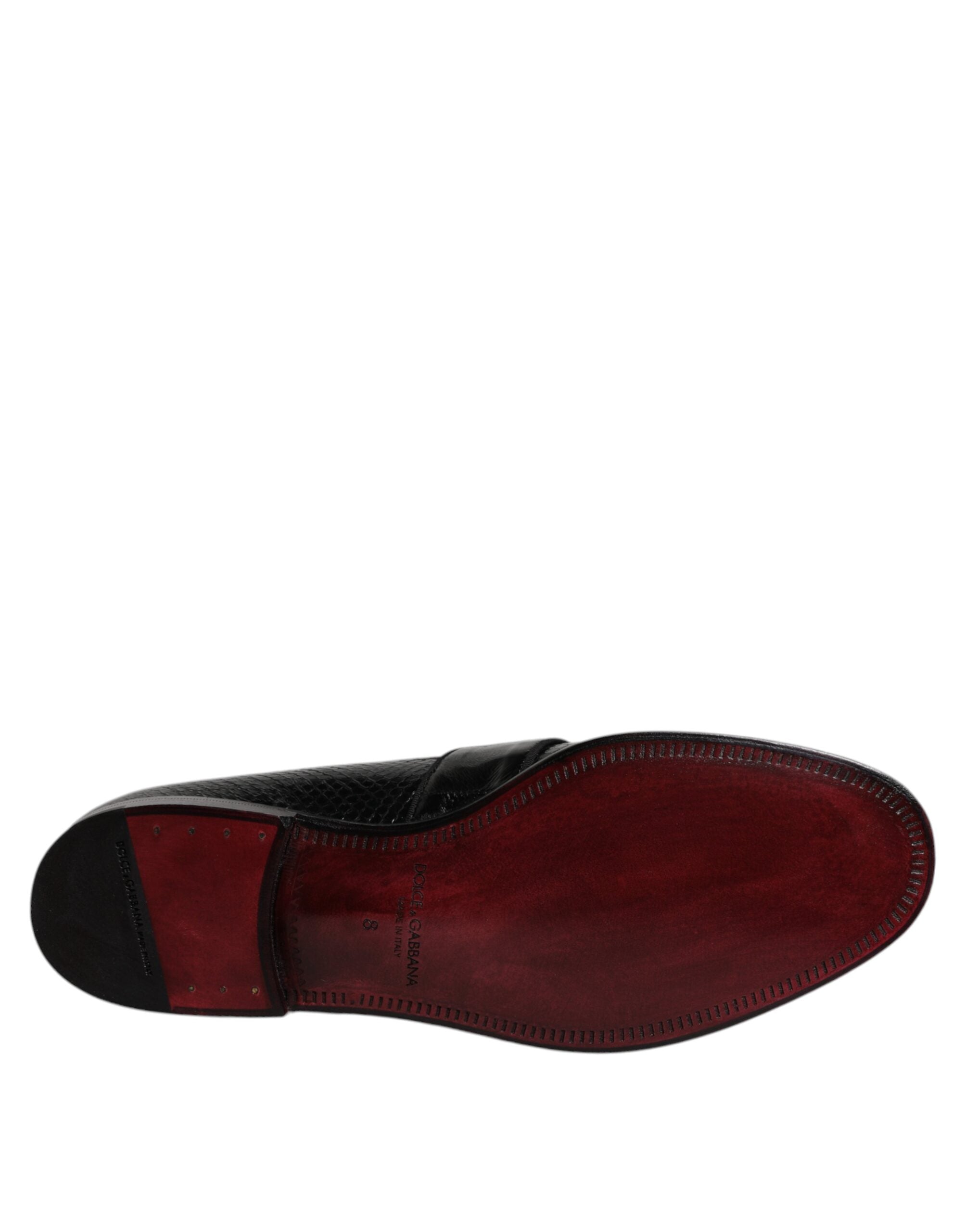 Dolce & Gabbana Black Exotic Leather DG Logo Loafers Formal Dress Shoes-7