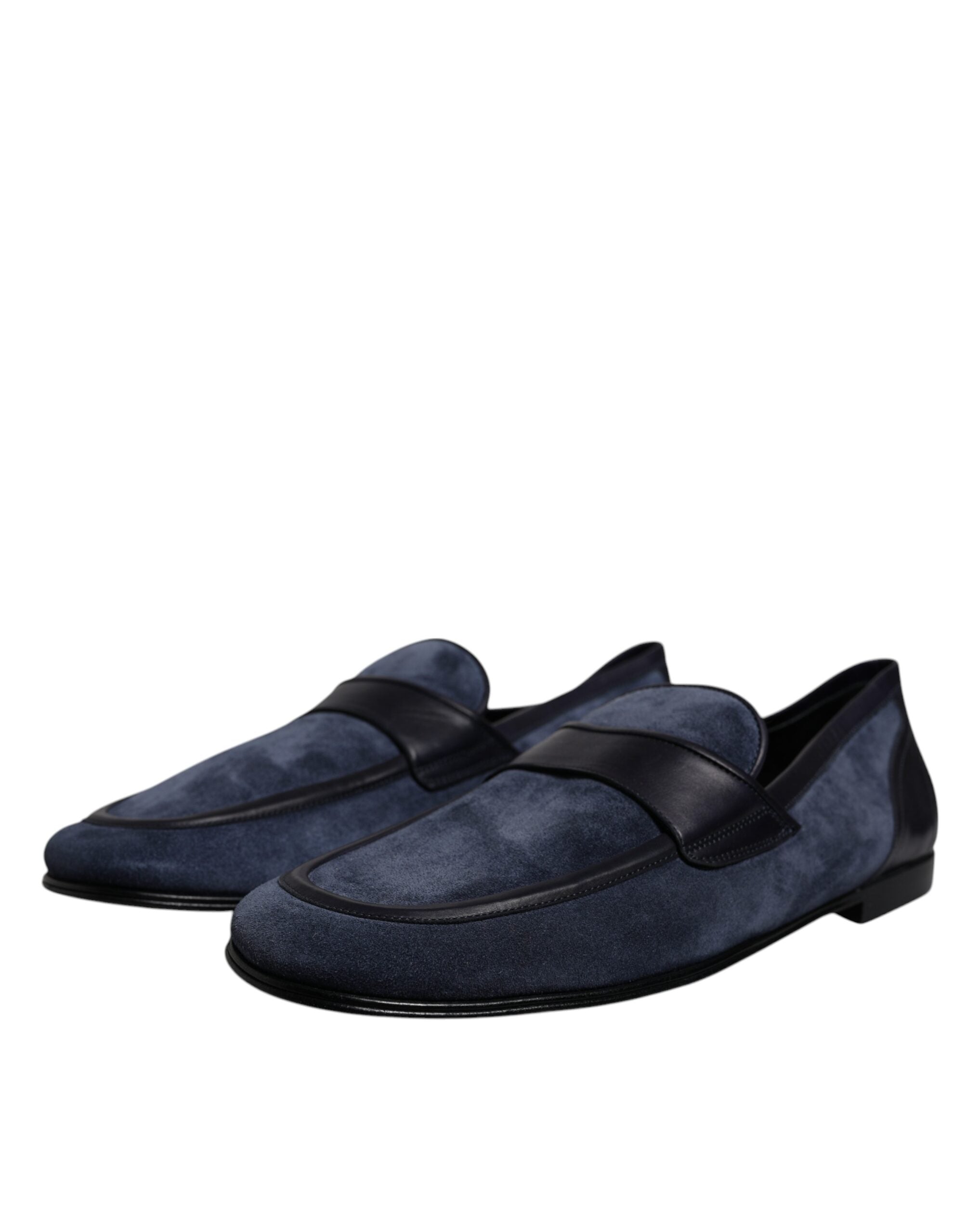 Dolce & Gabbana Blue Suede Loafer Moccasin Shoes-3