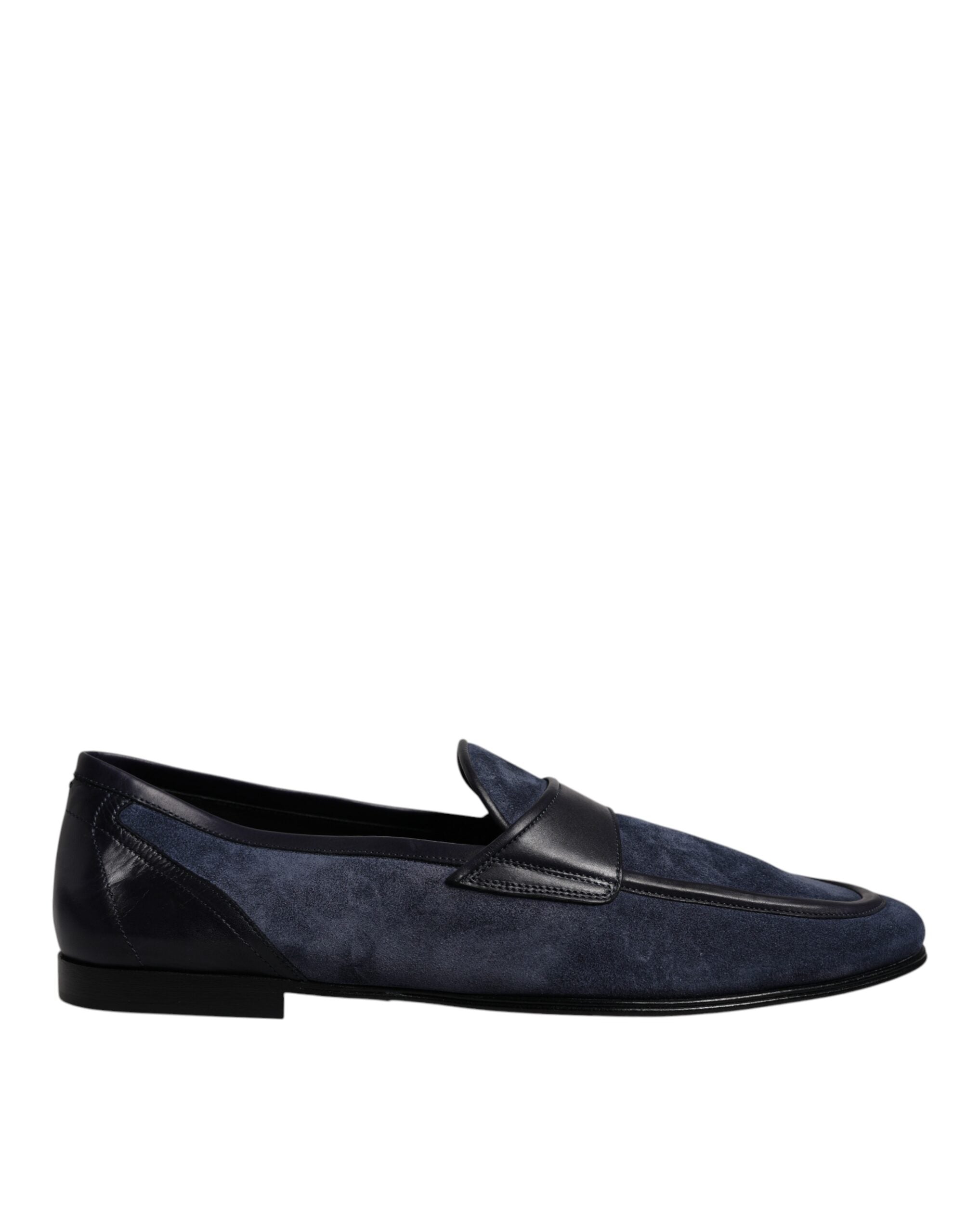 Dolce & Gabbana Blue Suede Loafer Moccasin Shoes-1