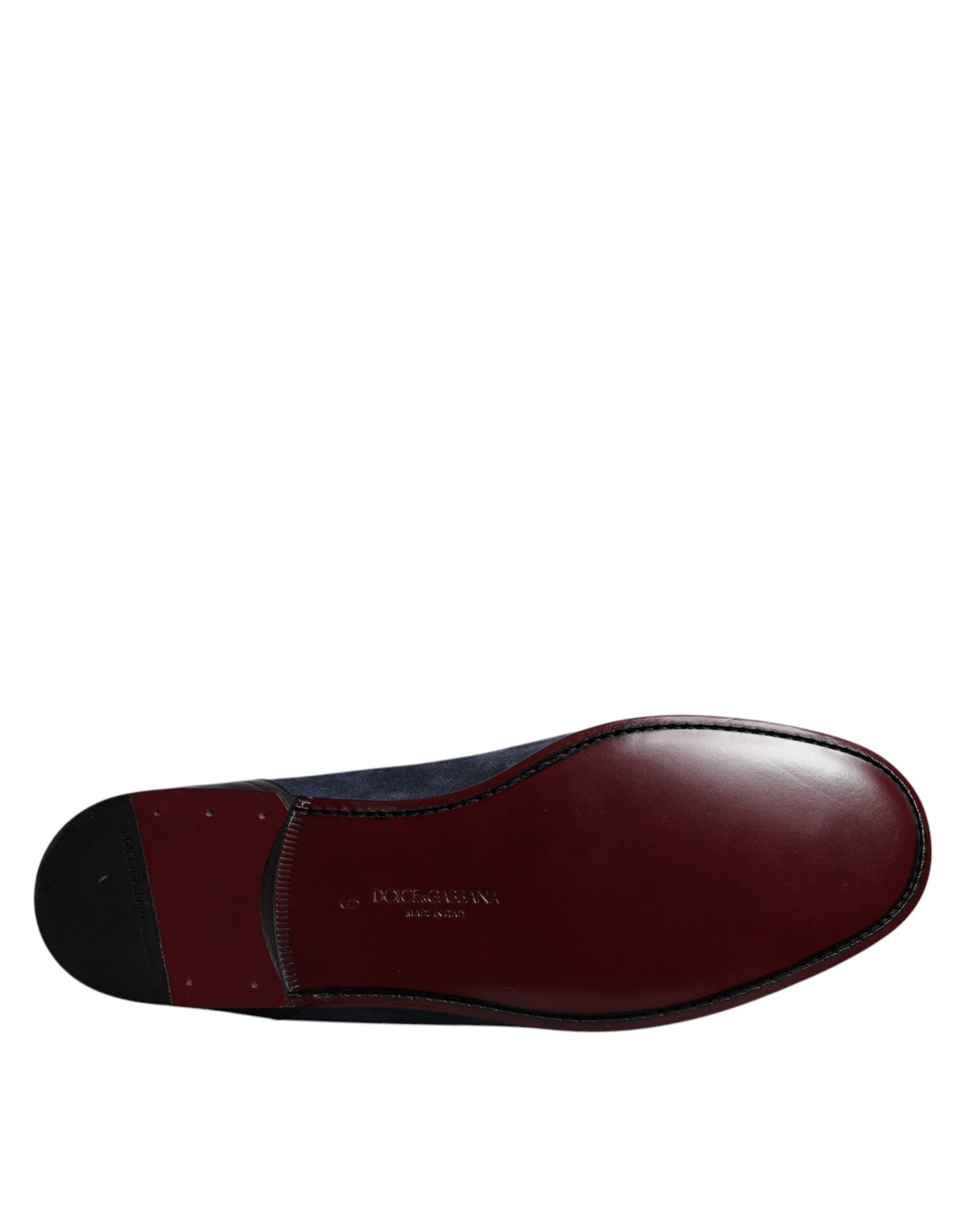 Dolce & Gabbana Blue Suede Loafer Moccasin Shoes-7