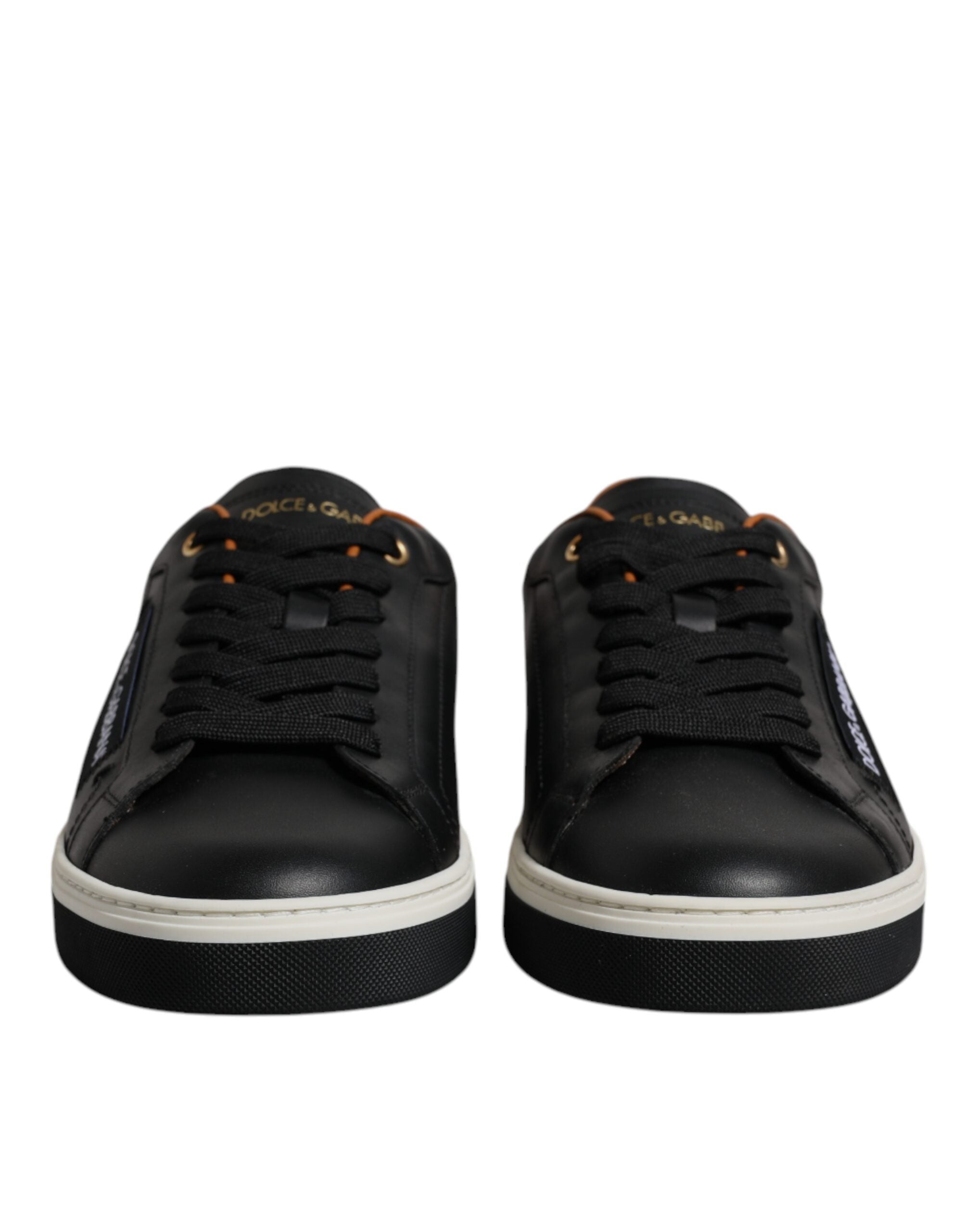 Dolce & Gabbana Schwarz Leder Low Top Männer Turnschuhe Schuhe-2