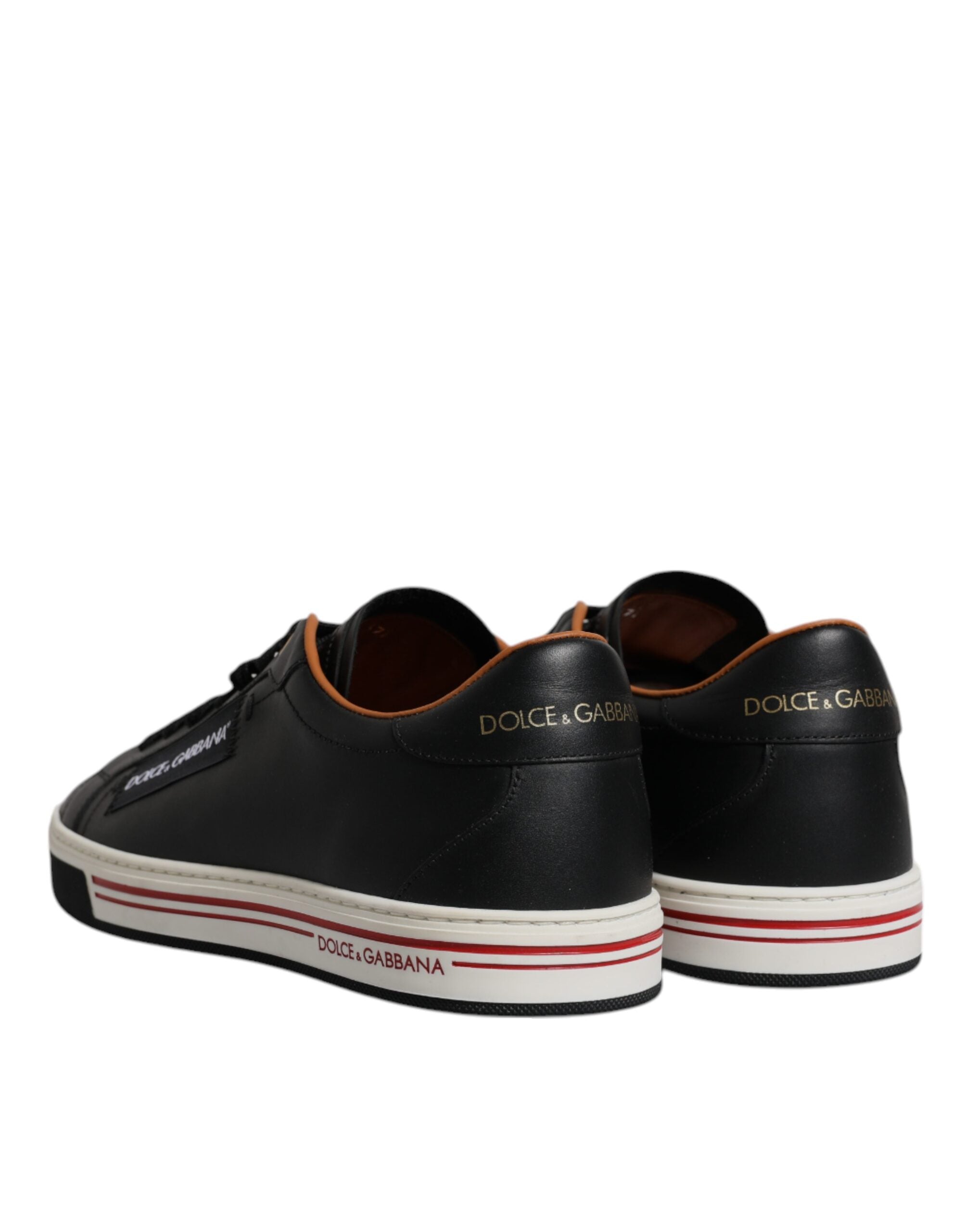Dolce & Gabbana Schwarz Leder Low Top Männer Turnschuhe Schuhe-5