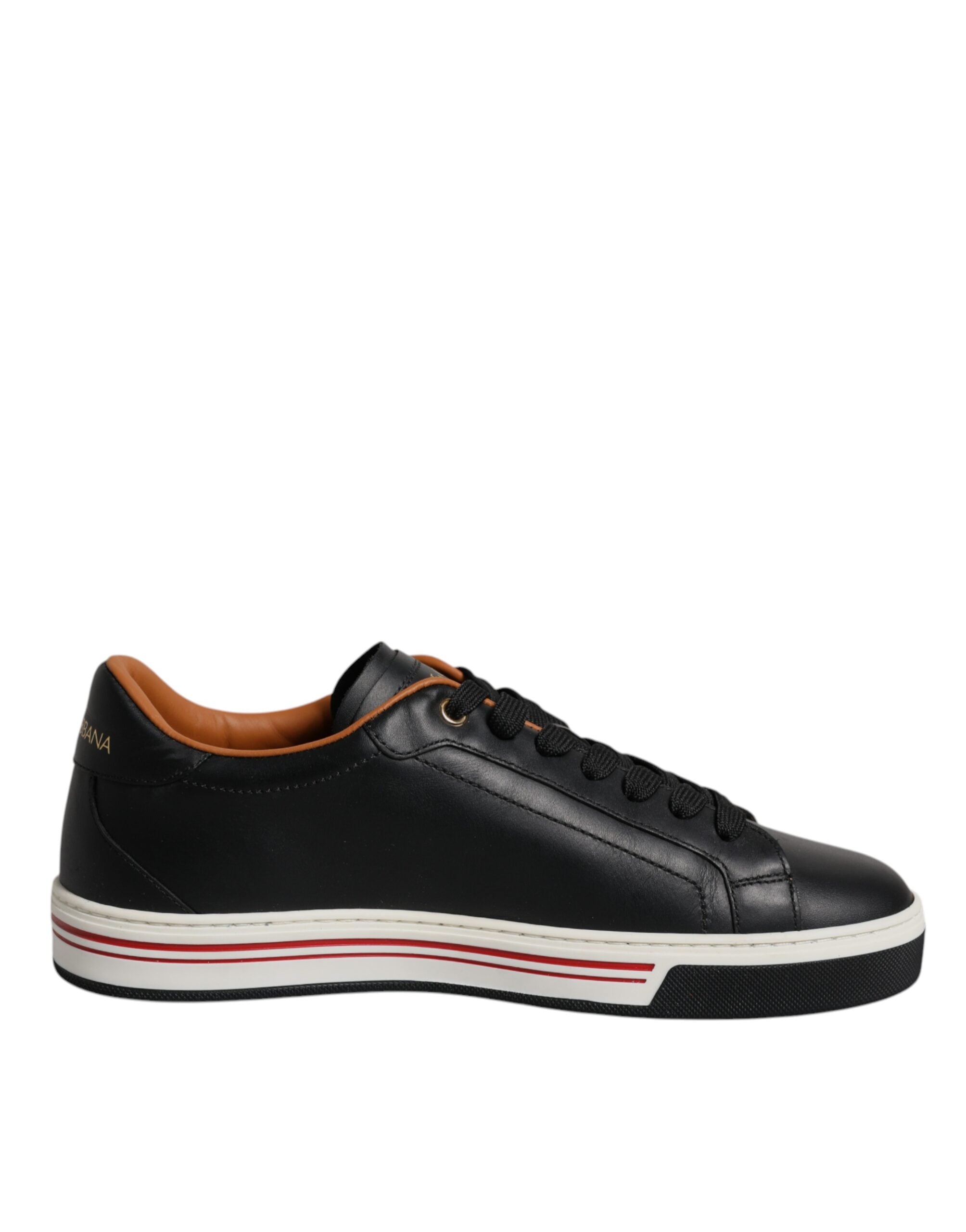 Dolce & Gabbana Schwarz Leder Low Top Männer Turnschuhe Schuhe-1