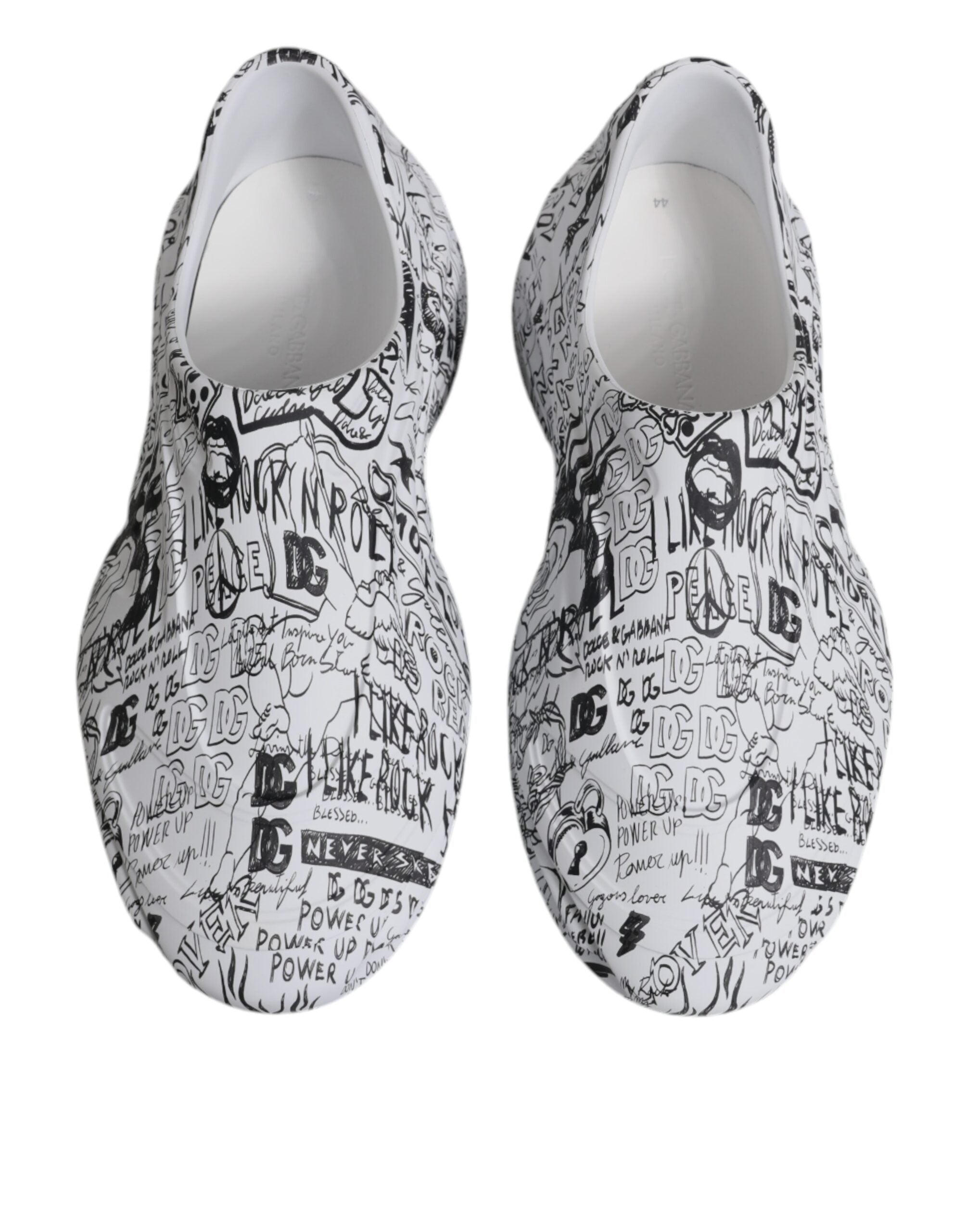 Dolce & Gabbana White Black Graffiti Daymaster Sneakers Shoes-3