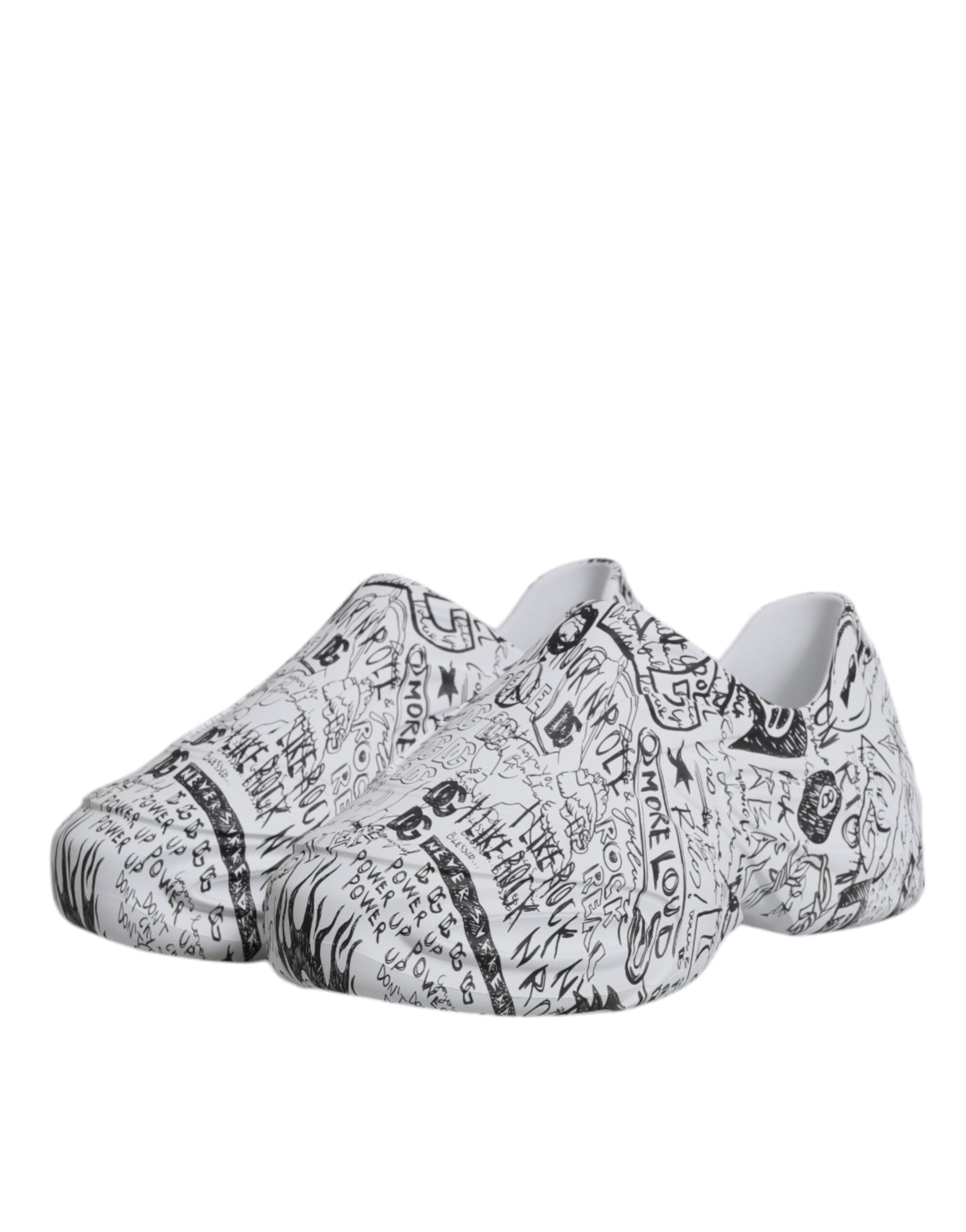 Dolce & Gabbana White Black Graffiti Daymaster Sneakers Shoes-4