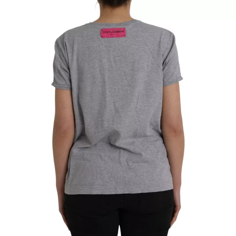 Dolce & Gabbana Gray Cotton L'Amore E'Bellezza Top T-shirt-3