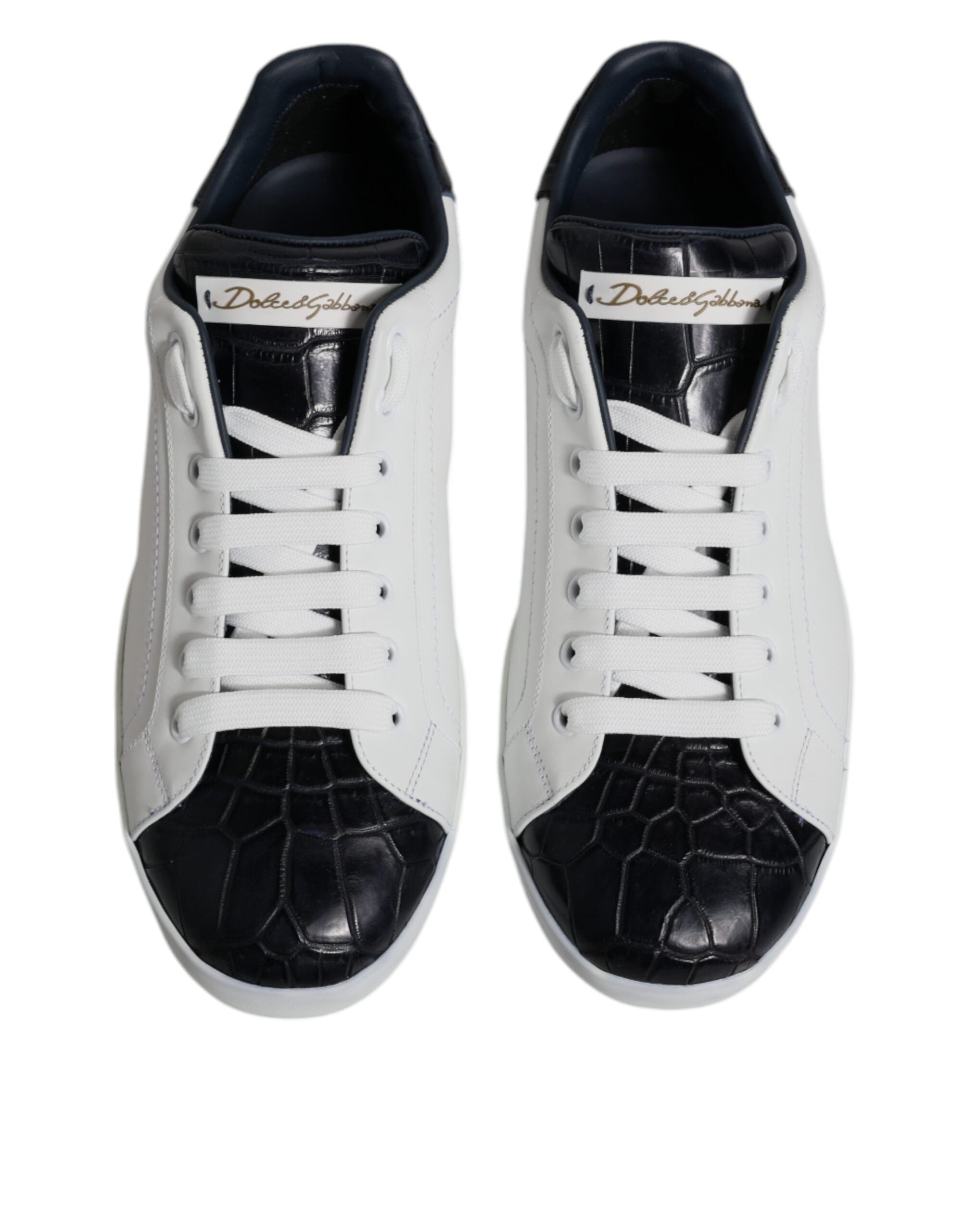 Zapatillas deportivas Portofino de piel blanca y negra de Dolce & Gabbana-3