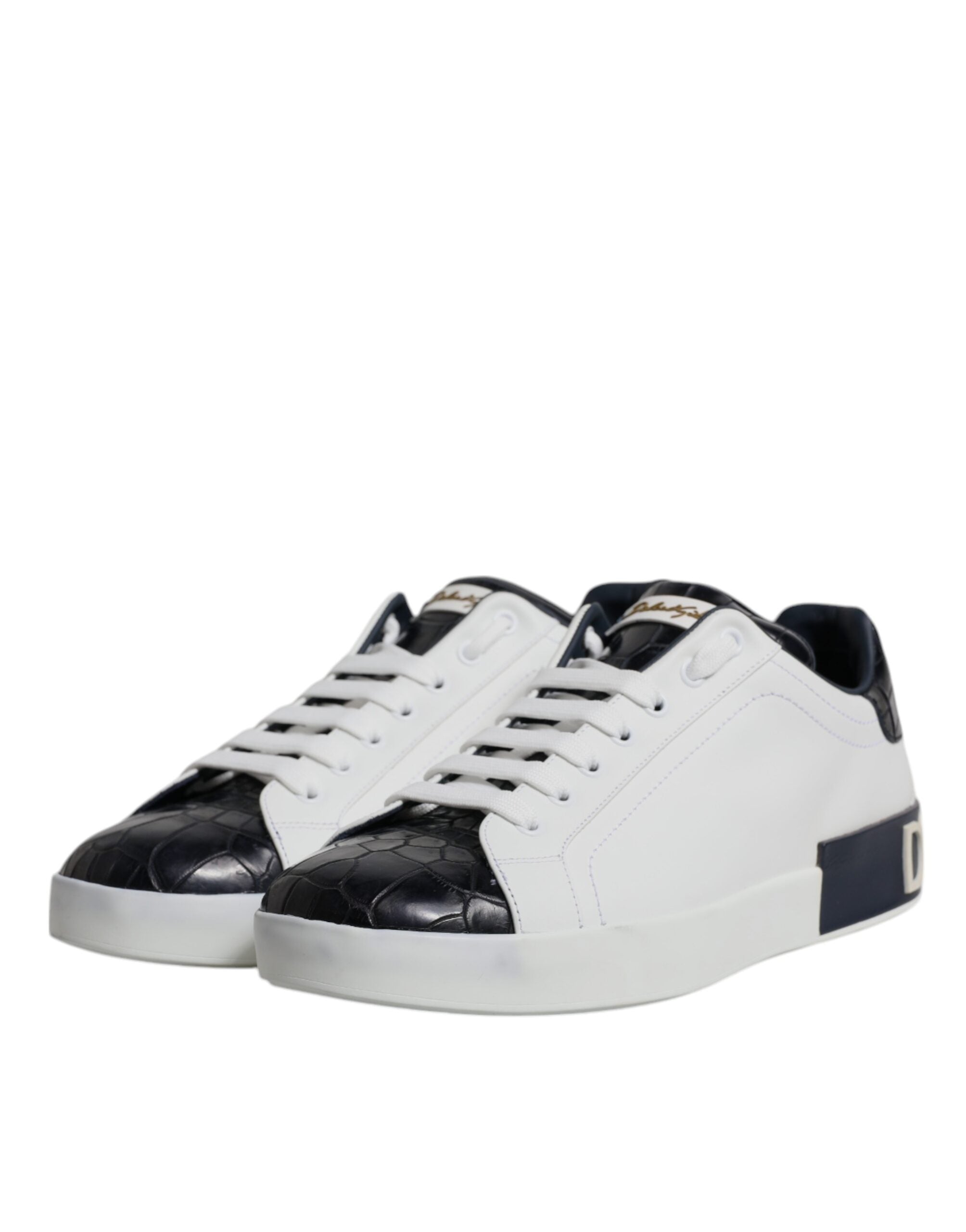 Zapatillas deportivas Portofino de piel blanca y negra de Dolce & Gabbana-4