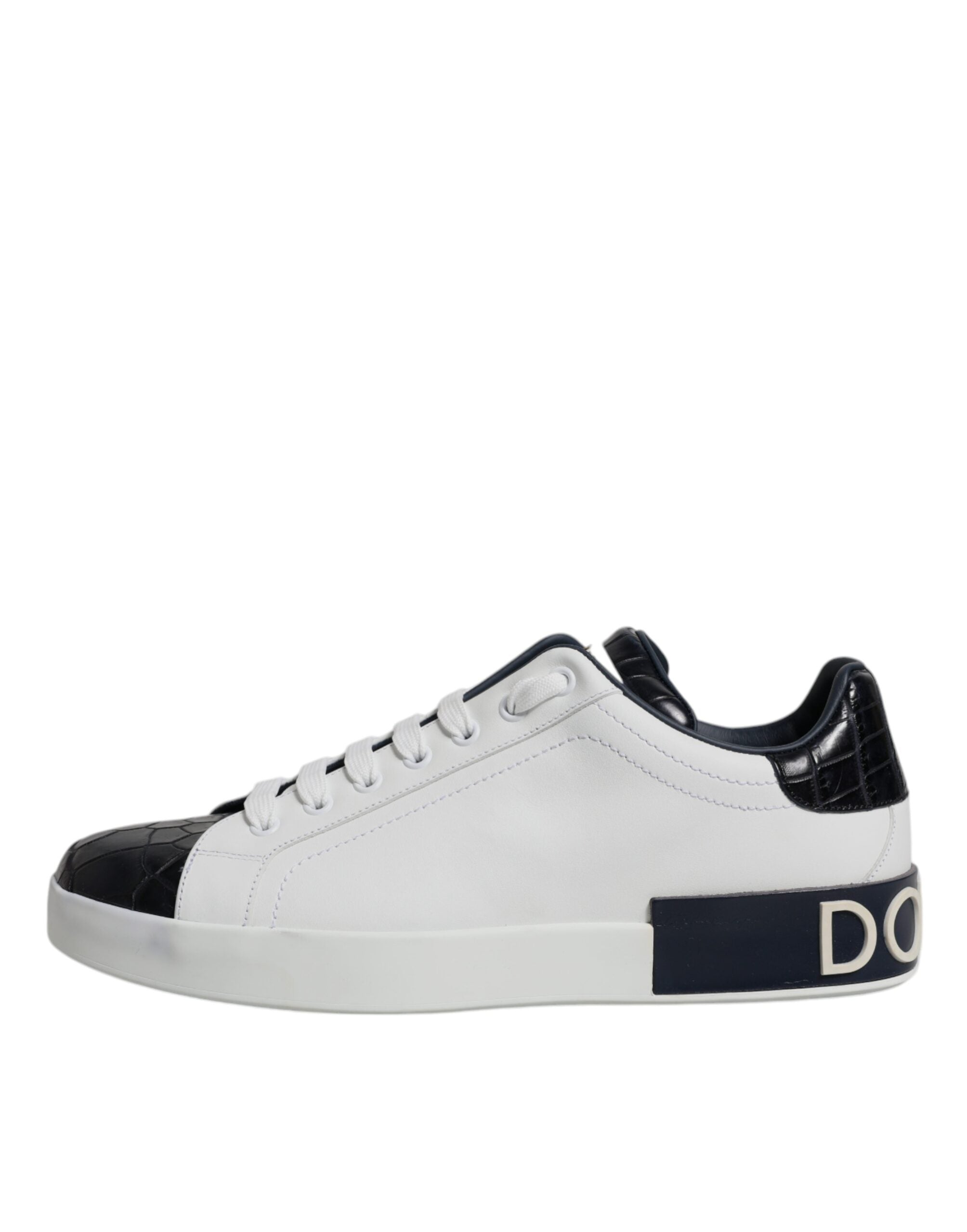 Zapatillas deportivas Portofino de piel blanca y negra de Dolce & Gabbana-6