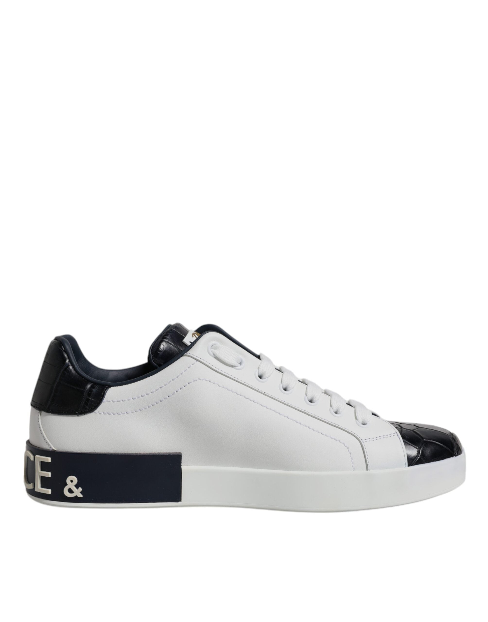 Zapatillas deportivas Portofino de piel blanca y negra de Dolce & Gabbana-7