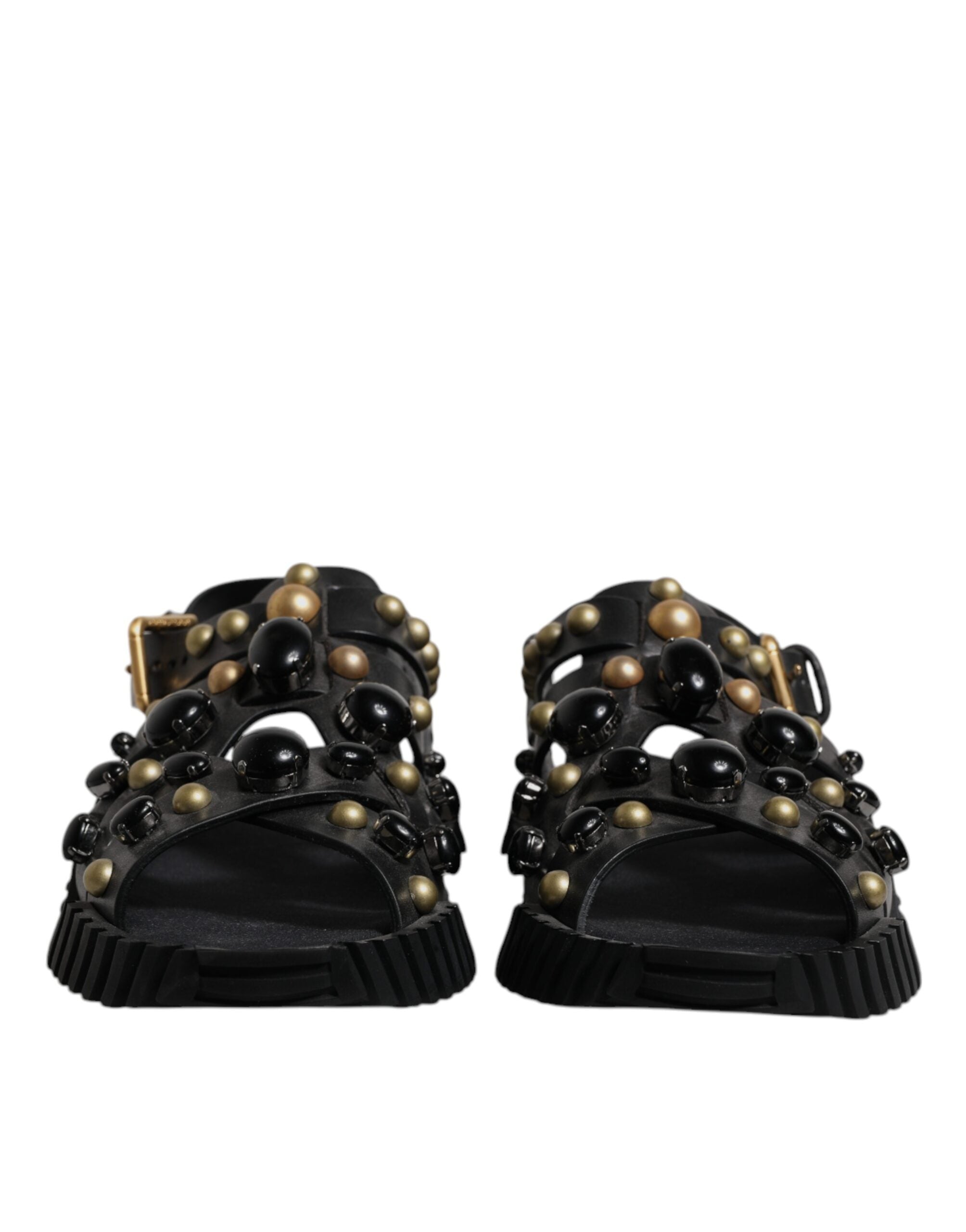 Sandalias con tachuelas de cuero negro de Dolce & Gabbana-2