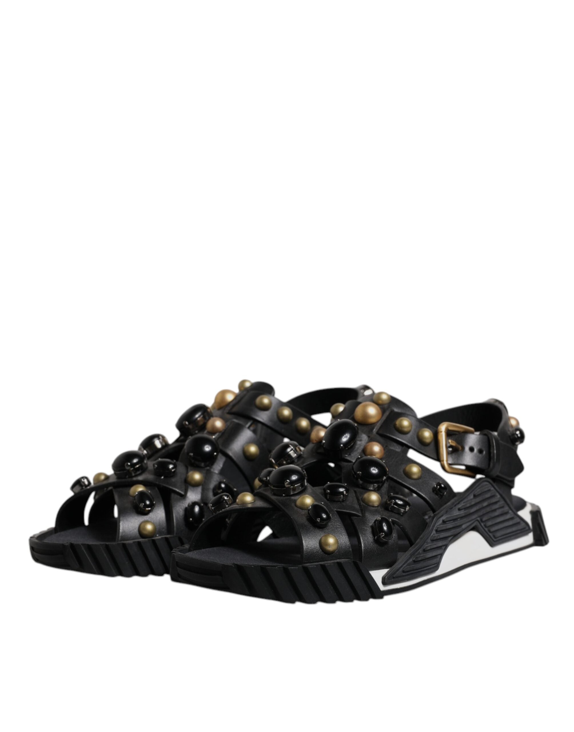 Sandalias con tachuelas de cuero negro de Dolce & Gabbana-4