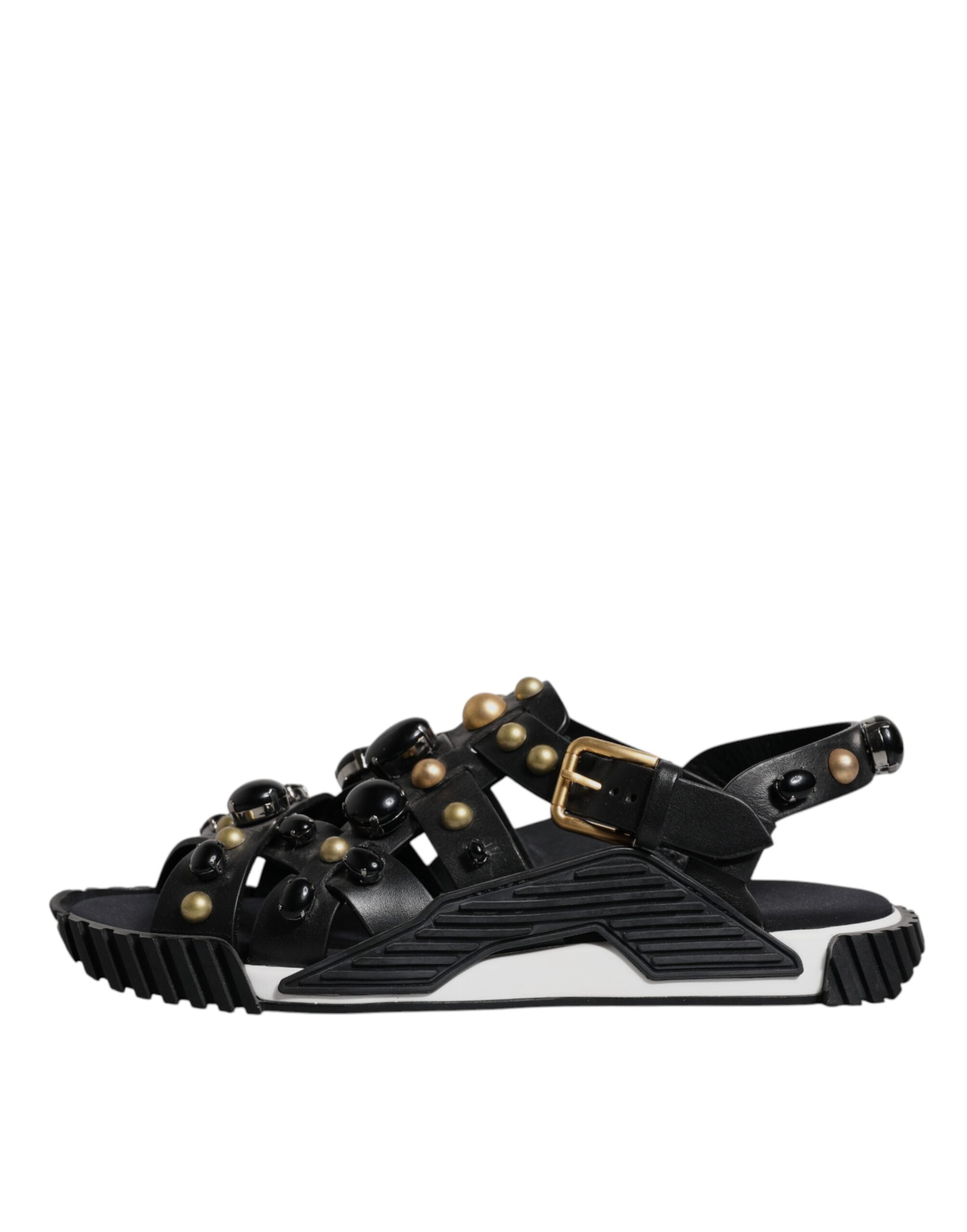 Sandalias con tachuelas de cuero negro de Dolce & Gabbana-6