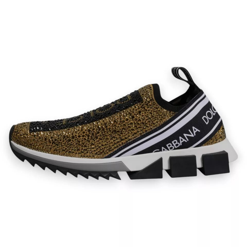 Dolce & Gabbana Gold Strass Sorrento Turnschuhe Schuhe-2