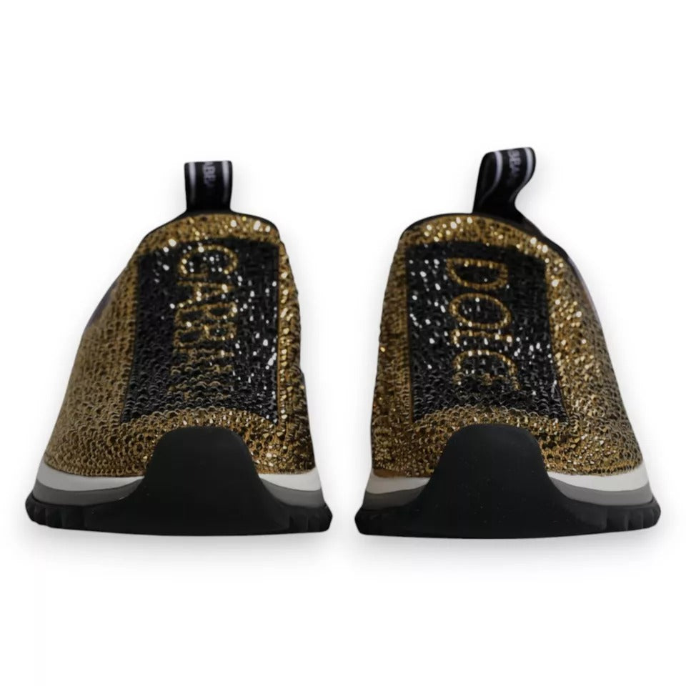 Dolce & Gabbana Gold Strass Sorrento Turnschuhe Schuhe-3